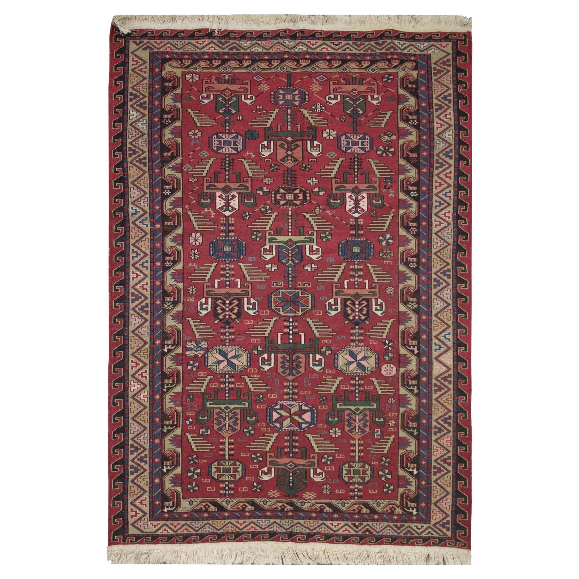 Turkish Soumakh Rug Handwoven Flat Weave Carpet Kilim Rug