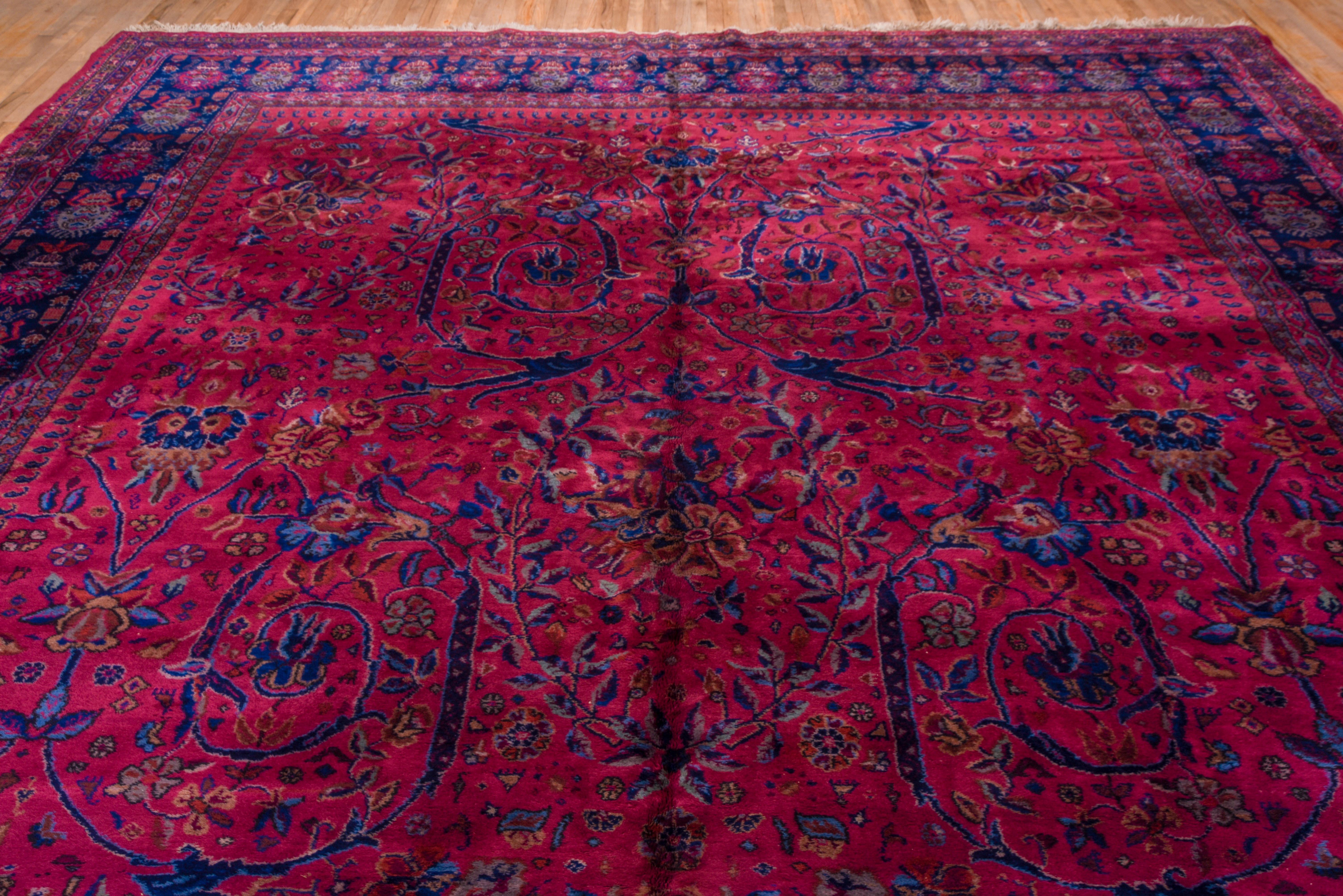 Sarouk Farahan Turkish Sparta Mansion Carpet, Berry Colored Field, American Sarouk Inspired For Sale