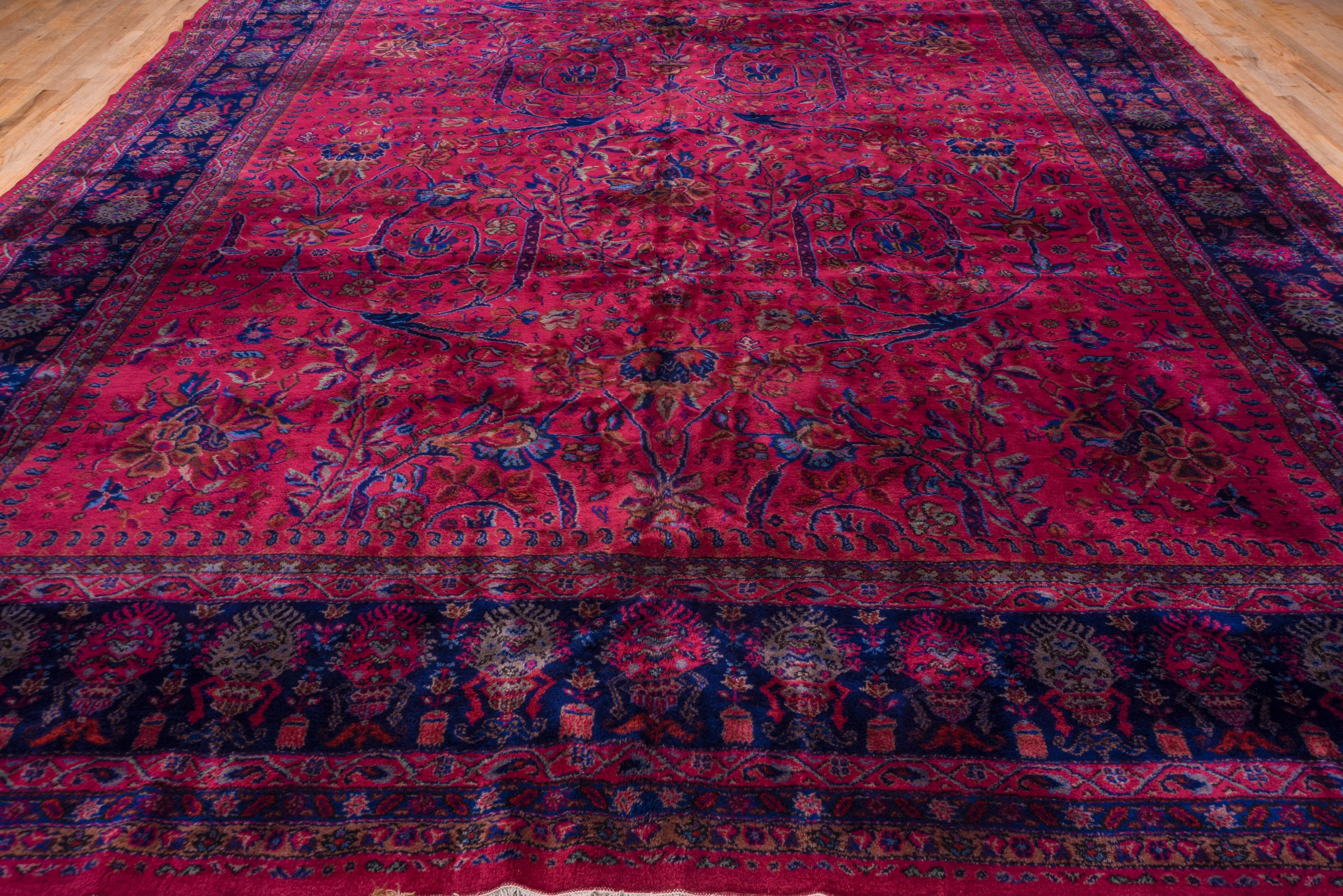Hand-Knotted Turkish Sparta Mansion Carpet, Berry Colored Field, American Sarouk Inspired For Sale