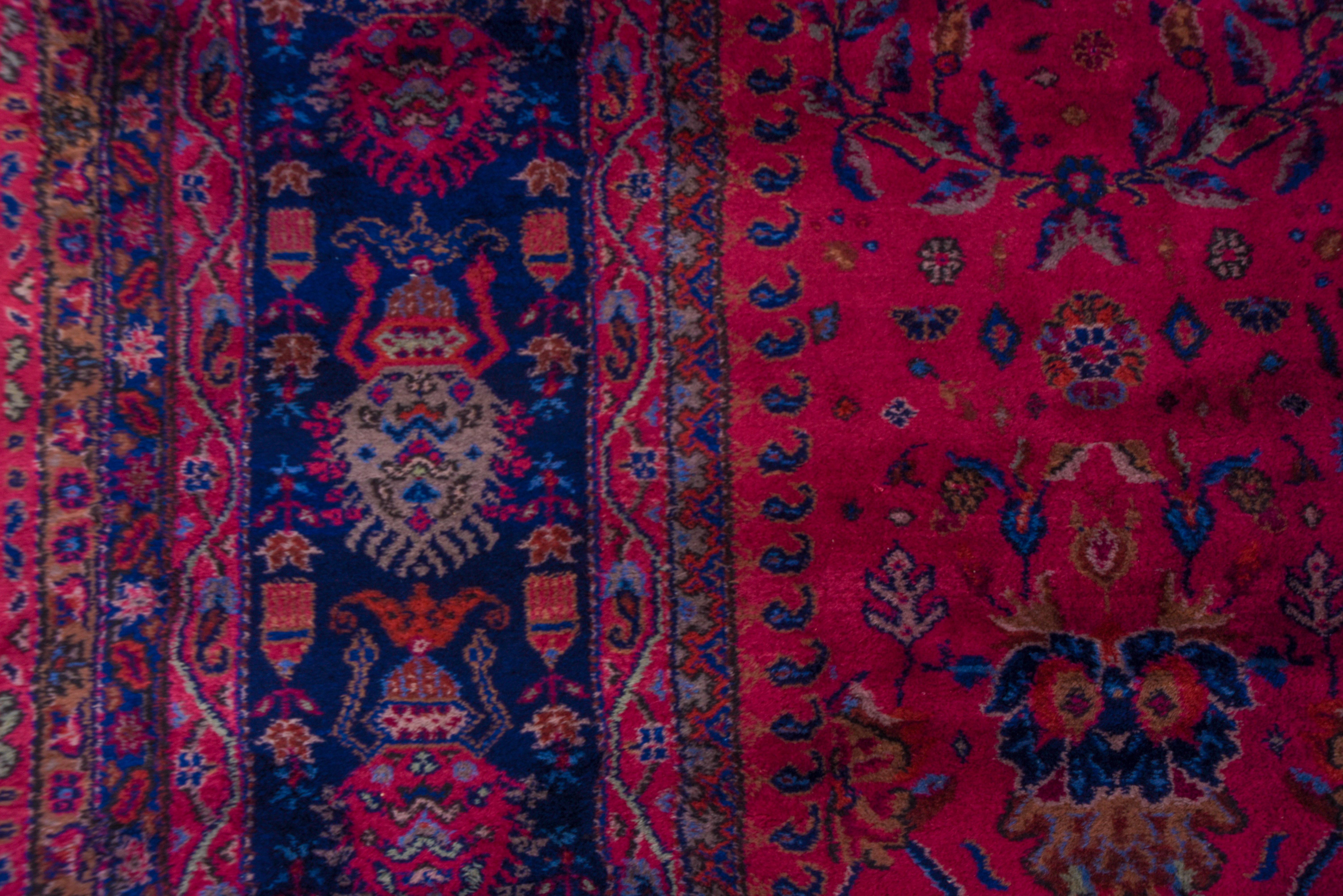 Wool Turkish Sparta Mansion Carpet, Berry Colored Field, American Sarouk Inspired For Sale