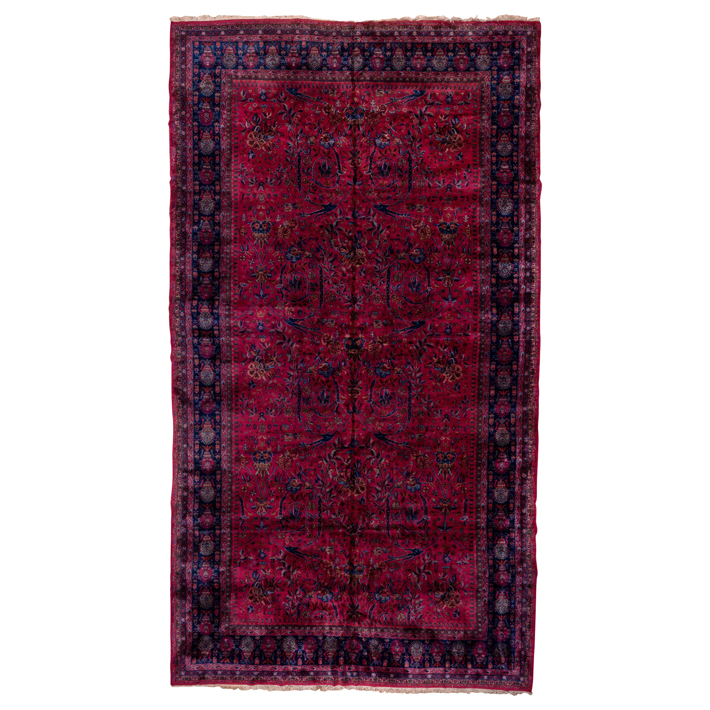 Turkish Sparta Mansion Carpet, Berry Colored Field, American Sarouk Inspired For Sale