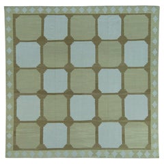Türkischer quadratischer Kelim, orientalisch, handgewebt, Flachgewebe, 3,07 m x 3,00 m, Nr. 19511