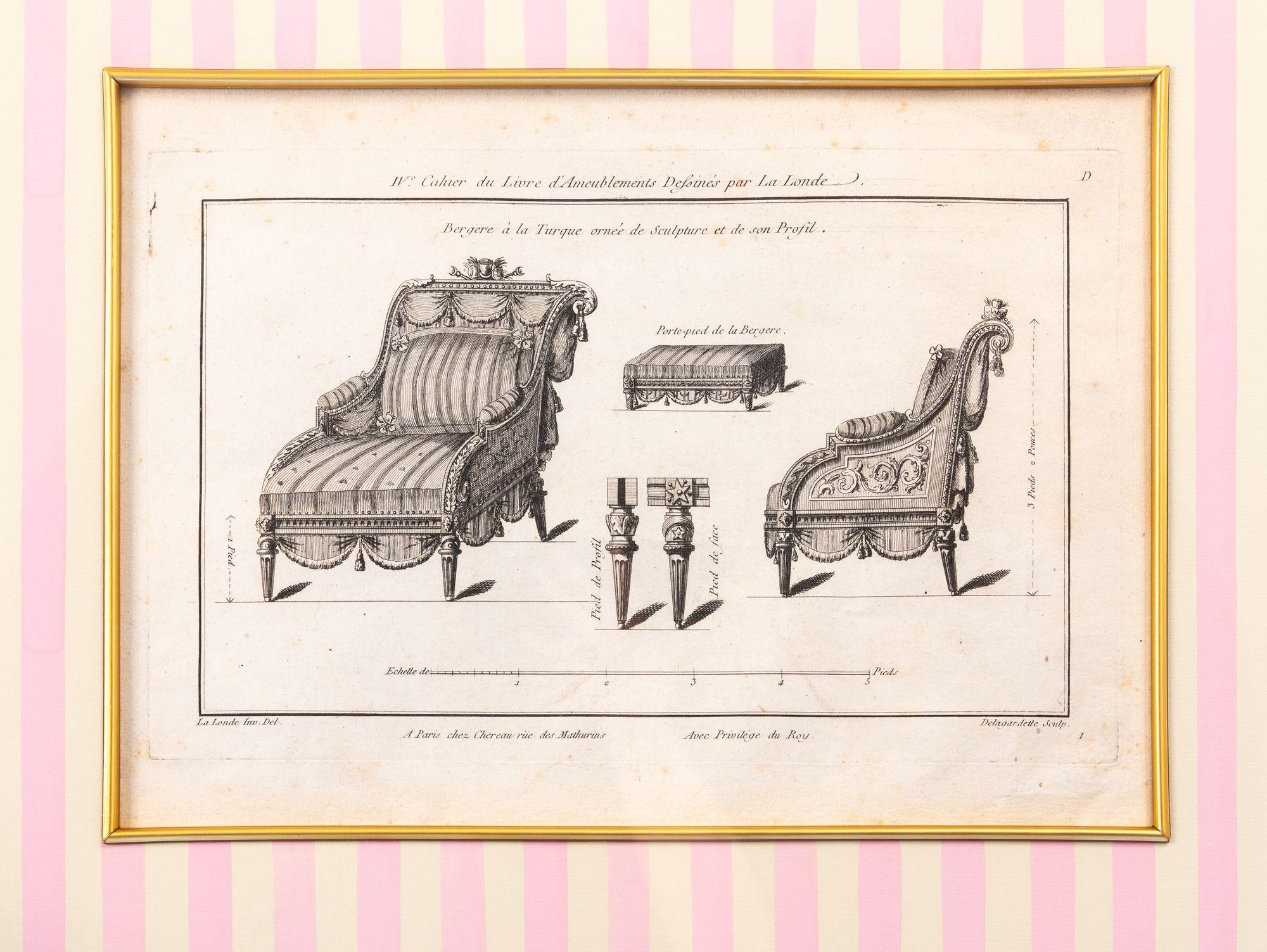 American Turkish Style Bergere Armchair, 1780-96, Reproduction Print C. 2005 For Sale