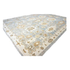 Turkish Sultanabad Wool 10x14 Slate & Ivory Handmade Area Rug