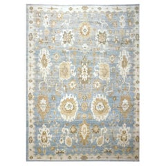 Turkish Sultanabad Wool 10x14 Slate & Ivory Handmade Area Rug
