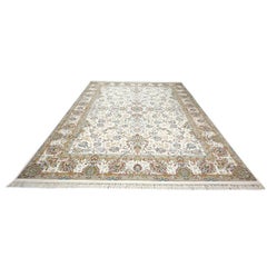 Tappeto turco Tabriz Acrilico 10x13 Avorio, Grigio e Blu fatto a macchina