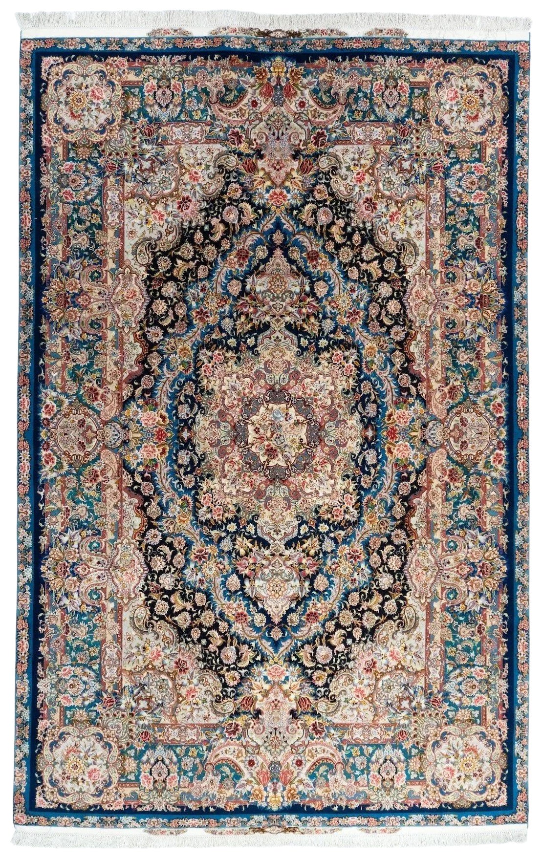 Turkish Tabriz Classic Hand-Knotted Wool & Silk Rug, 7' x 10'