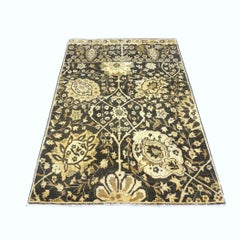Türkische Tabriz Erholung Wolle 3x5 Charcoal Braun & Tan Handmade Area Rug