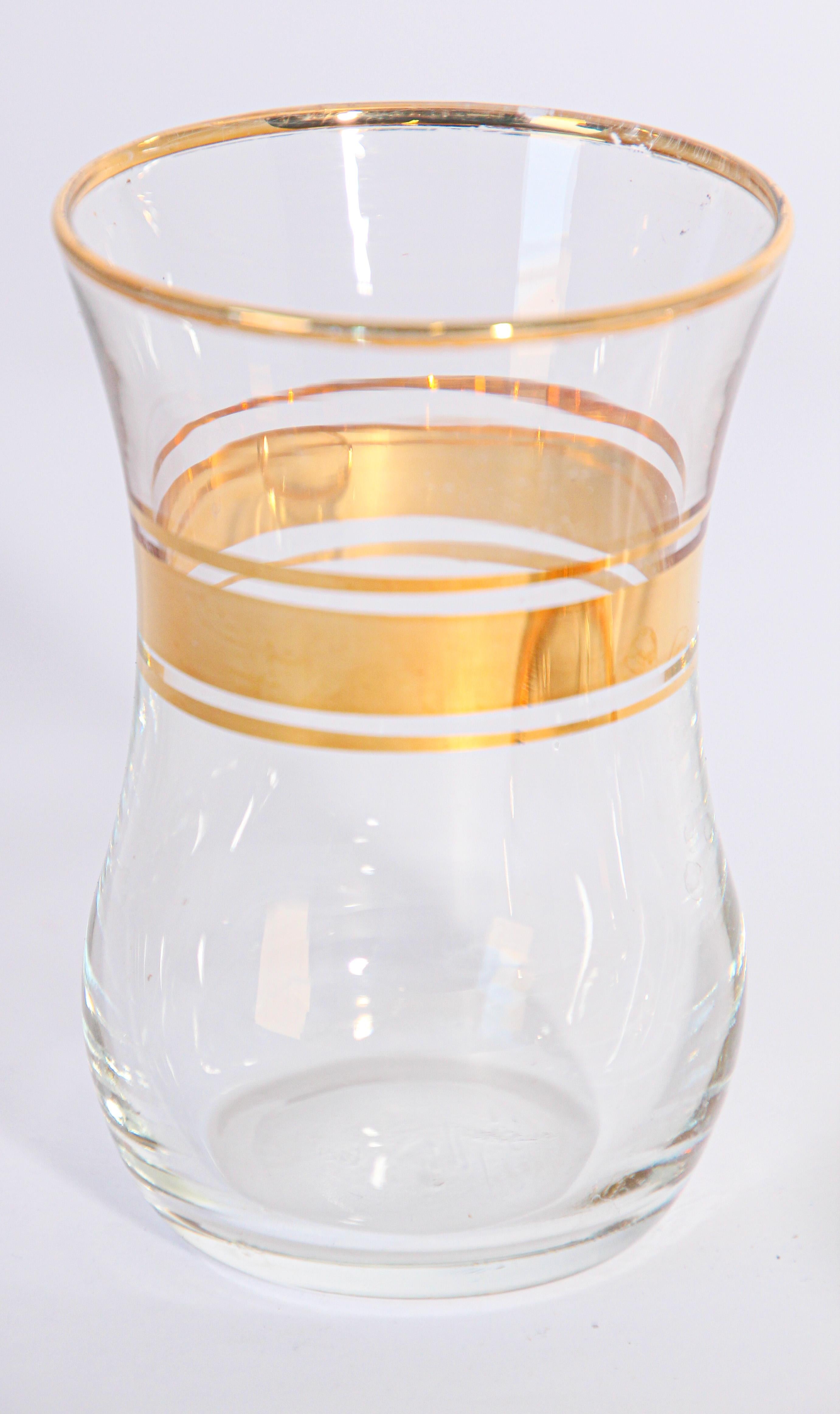 Turkish Tea Glasses with Gold Overlay Set of Six For Sale 4