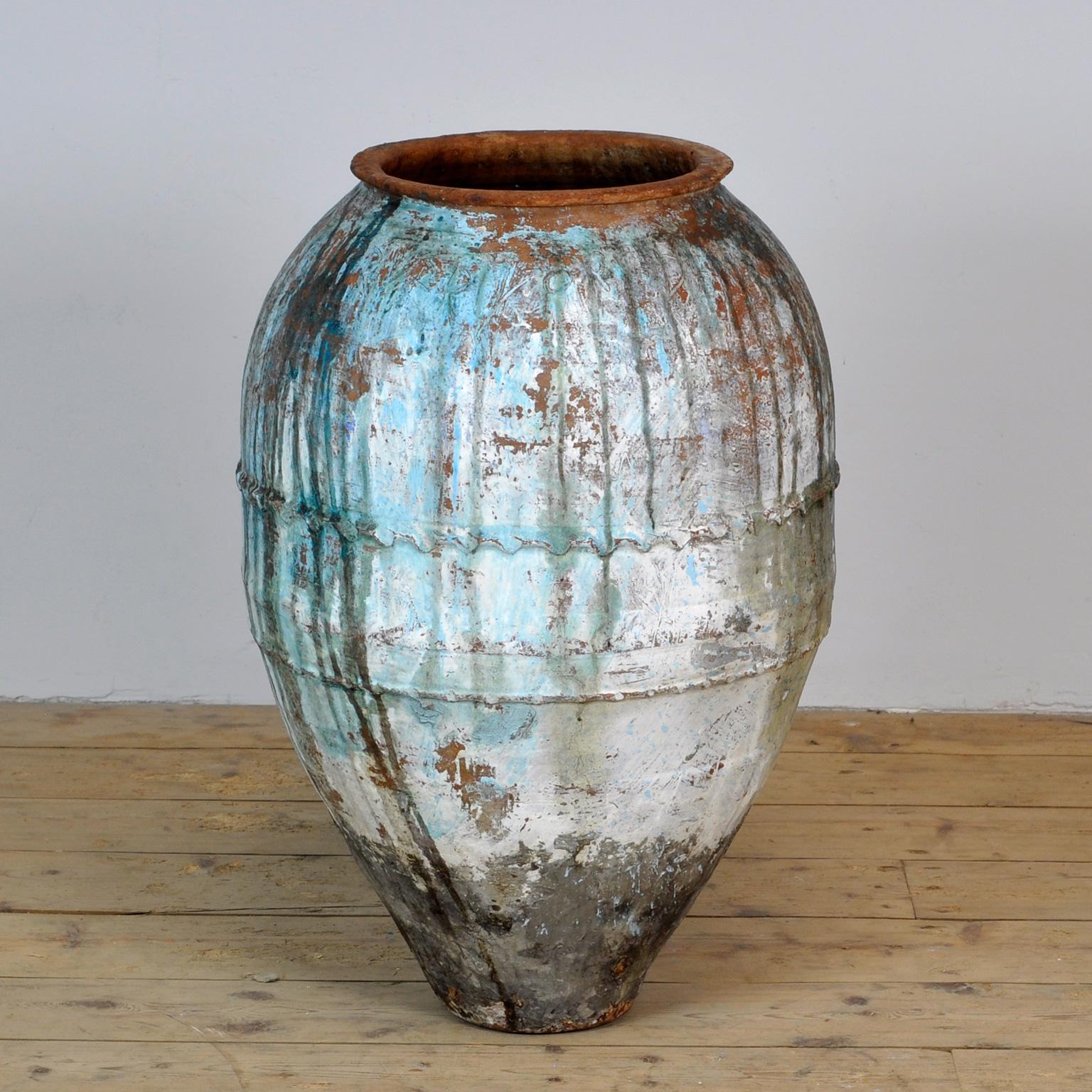 A large turkish terracotta olive pot with great patina. This beautiful piece can be used as a garden ornament or planter, for indoor and outdoor use.
 