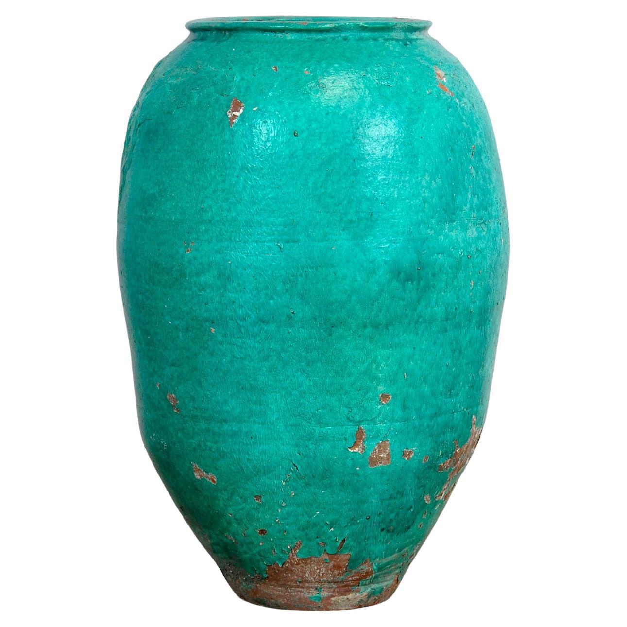 Turkish Terracotta Olive Jar Or Garden Urn For Sale