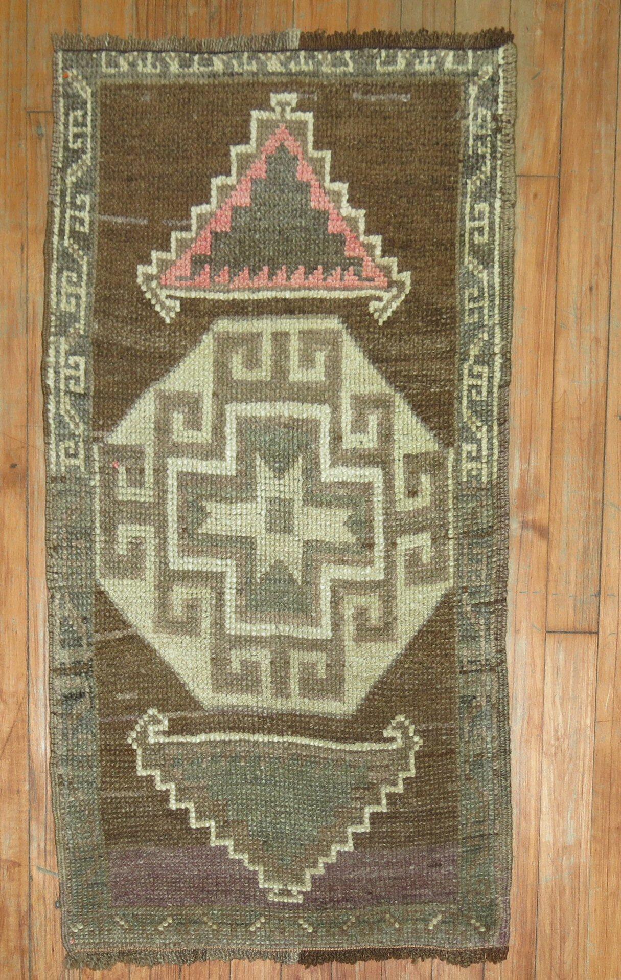 Hand-Knotted Turkish Tribal Rug Mat