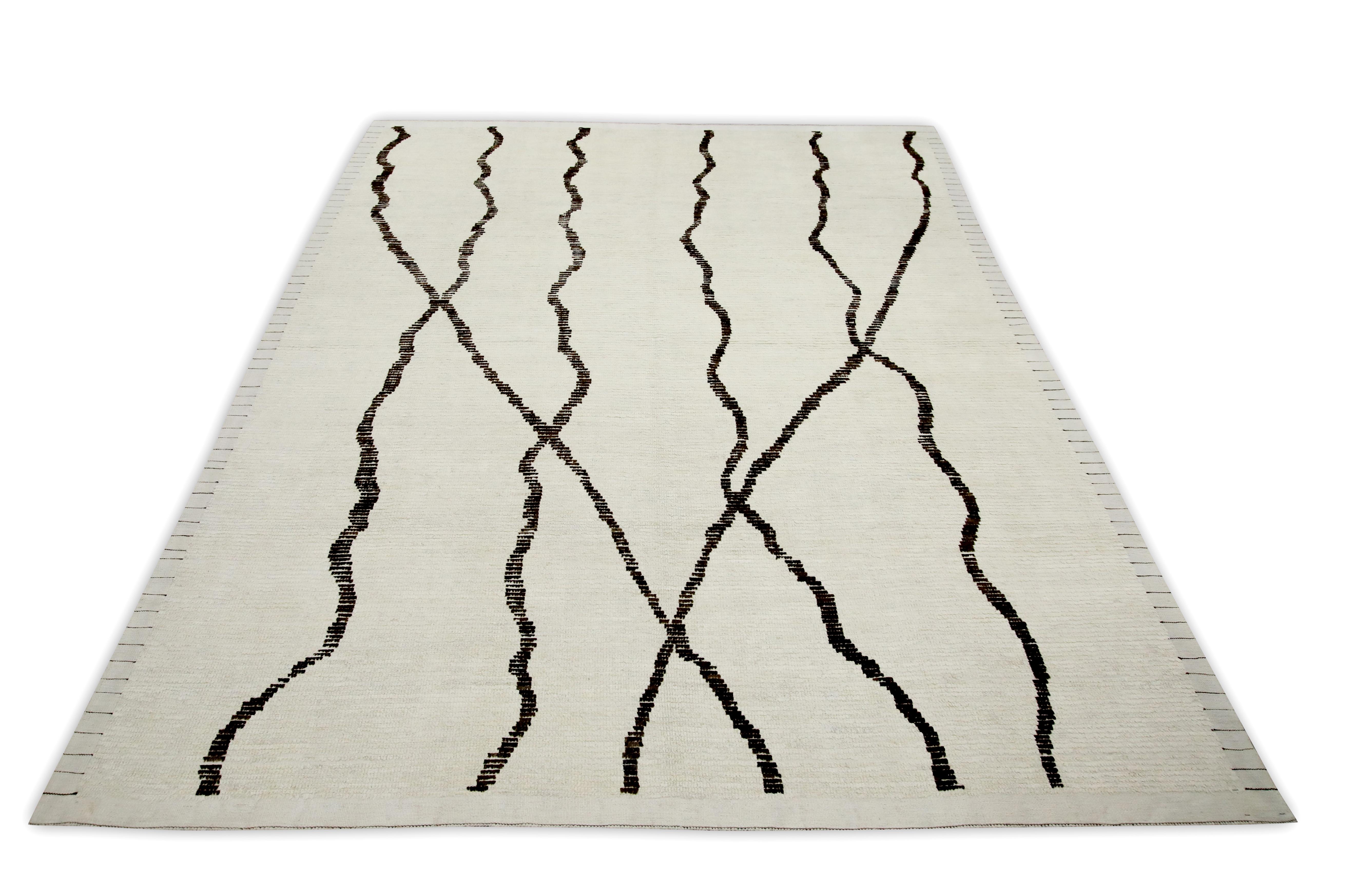 Türkischer Tulu Teppich Handgefertigt Beige & Braun Geometrisches Design Teppich 8'2