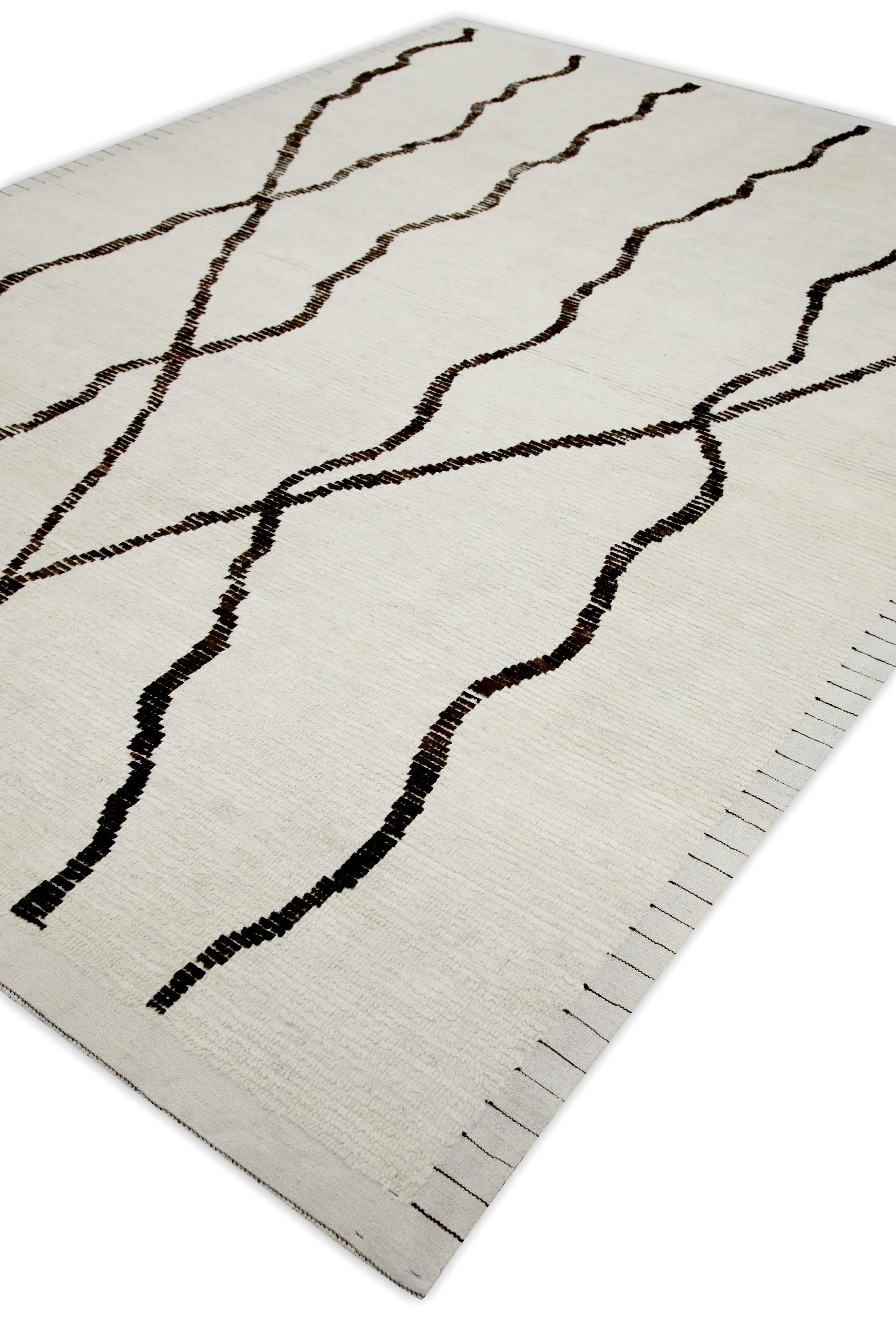 Türkischer Tulu Teppich Handgefertigt Beige & Braun Geometrisches Design Teppich 8'2