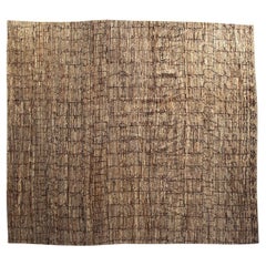 Turkish Tulu Wool Carpet in Brown and Taupe Geometric Moroccan Design