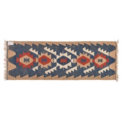 Turkish Ushak Kilim Runner, Hand-Woven Wool, Late 20th Century