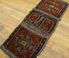 1900s Red Medallion Antique Turkish Village Anatolian Carpet 2'0"x4'0" Wool Rug