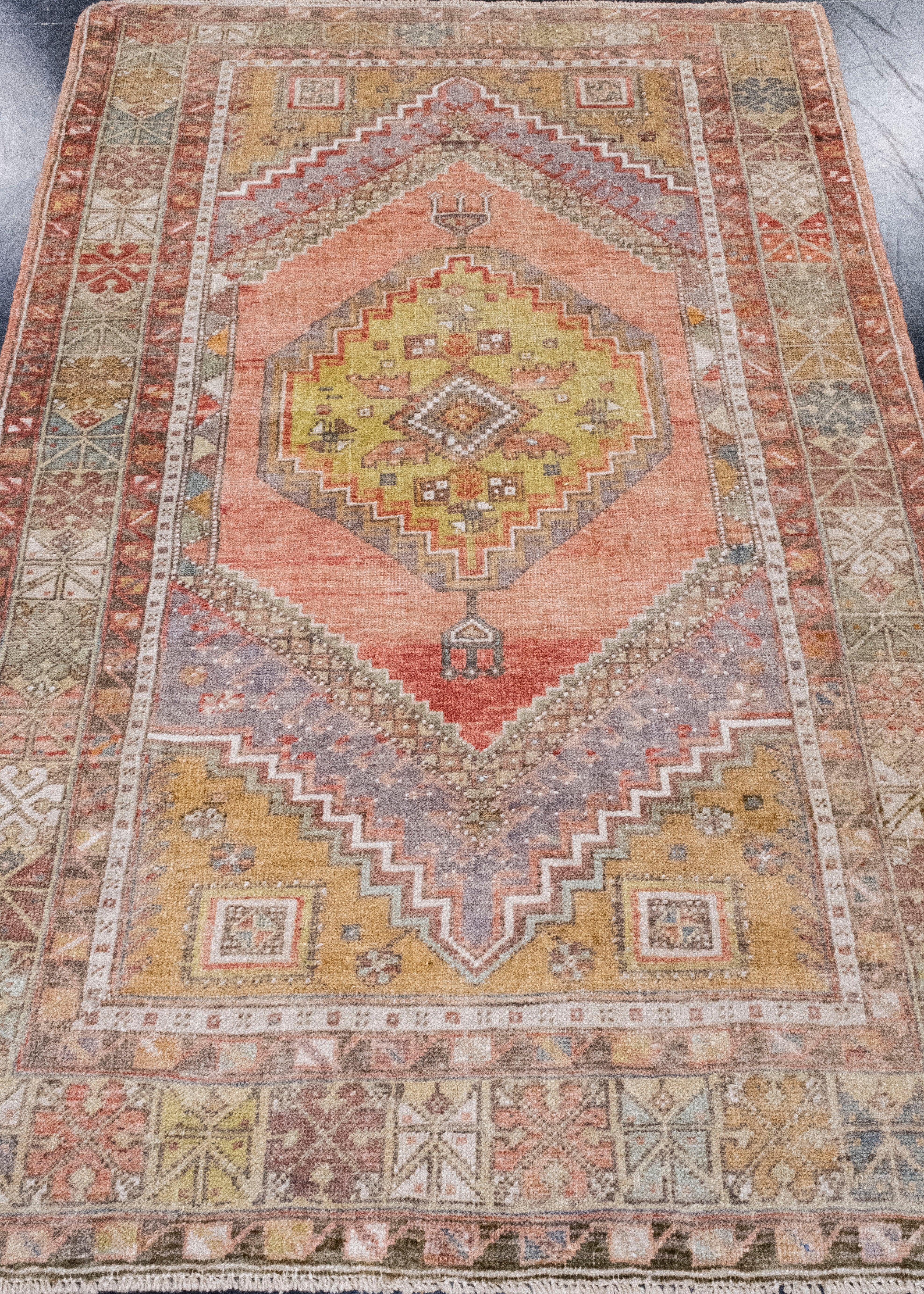 Turkish Vintage Anatolian Rug 3'10