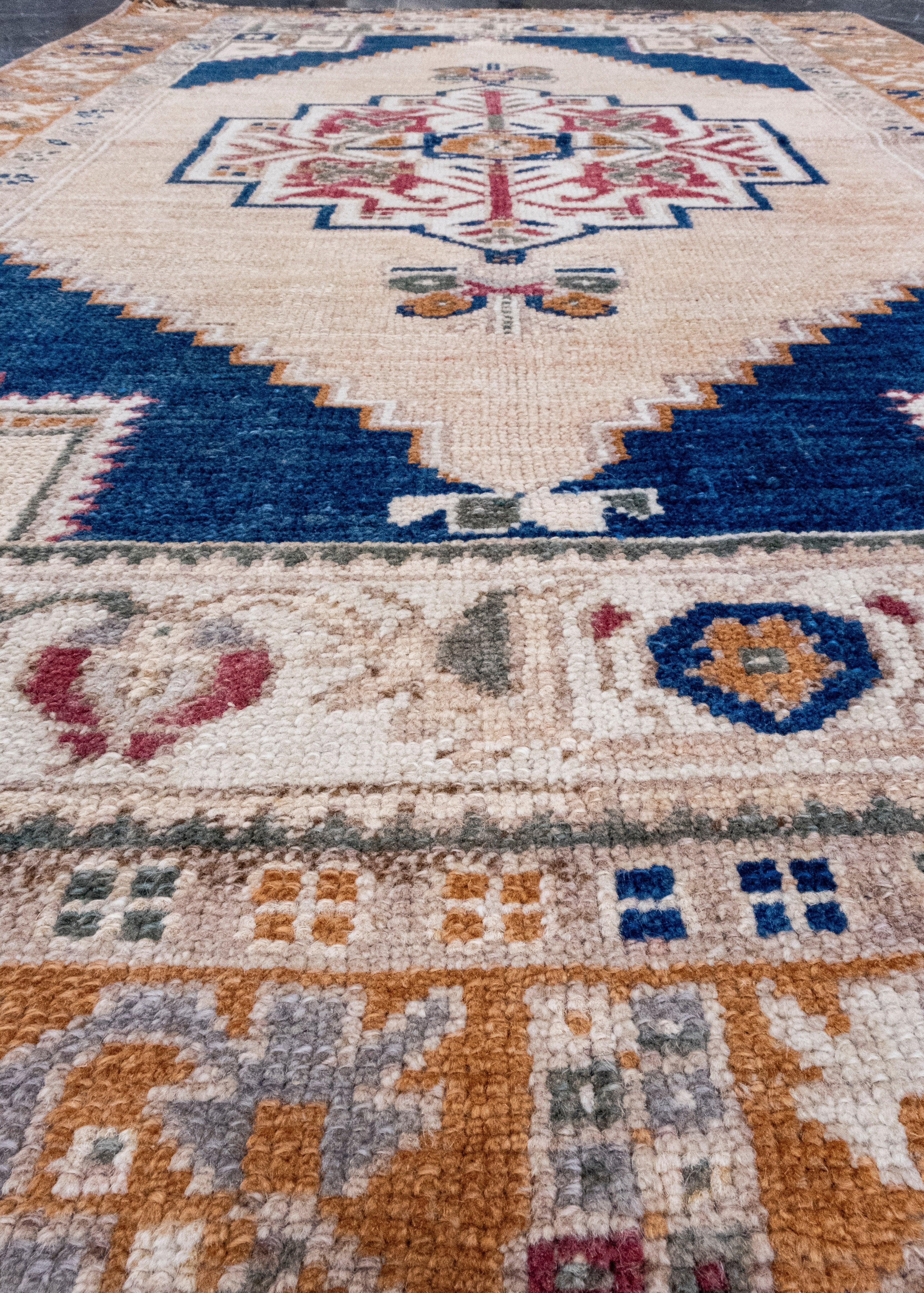 Laine Tapis turc vintage d'Anatolie 3'9