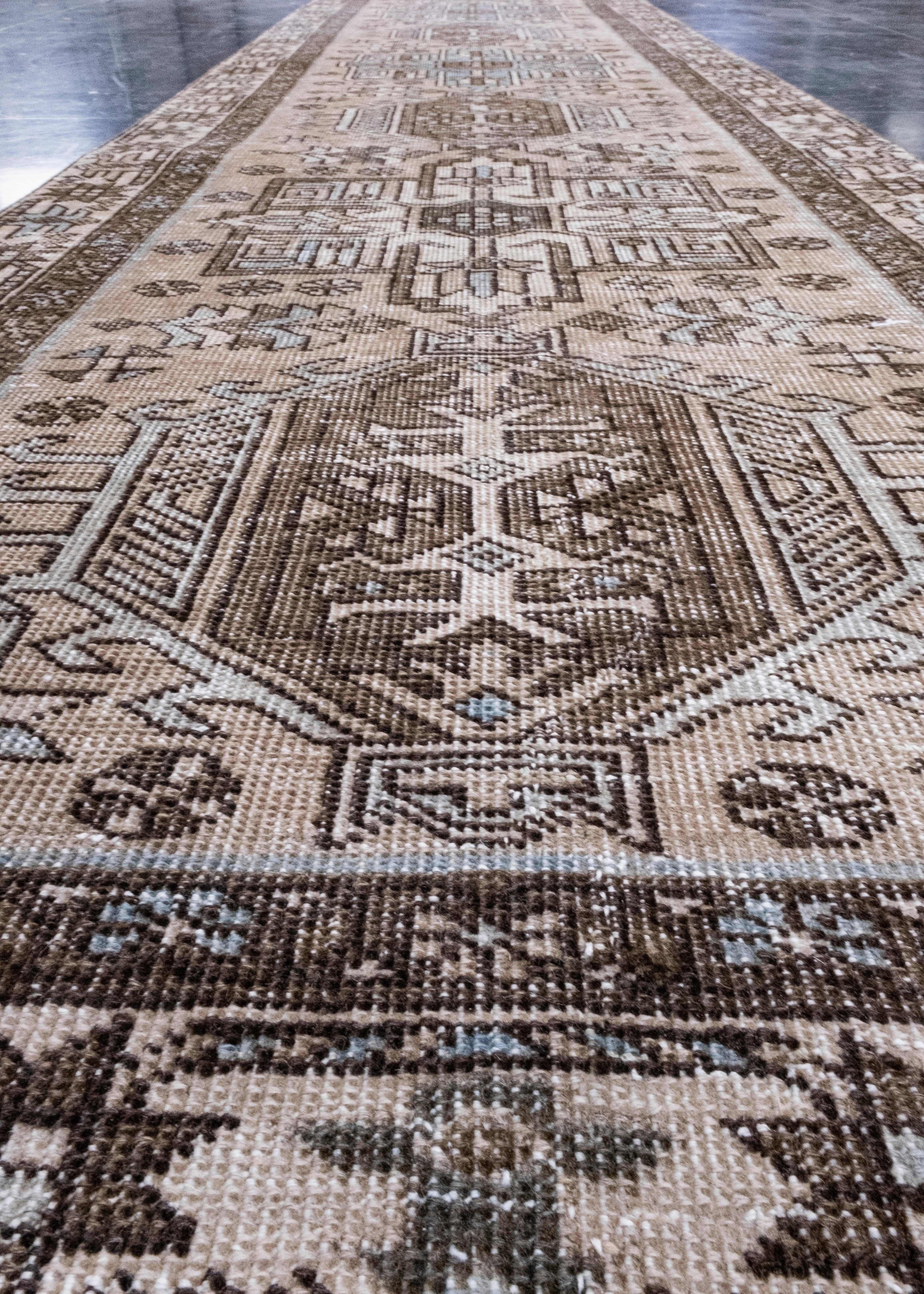 Laine Tapis de couloir turc vintage d'Anatolie 2'10
