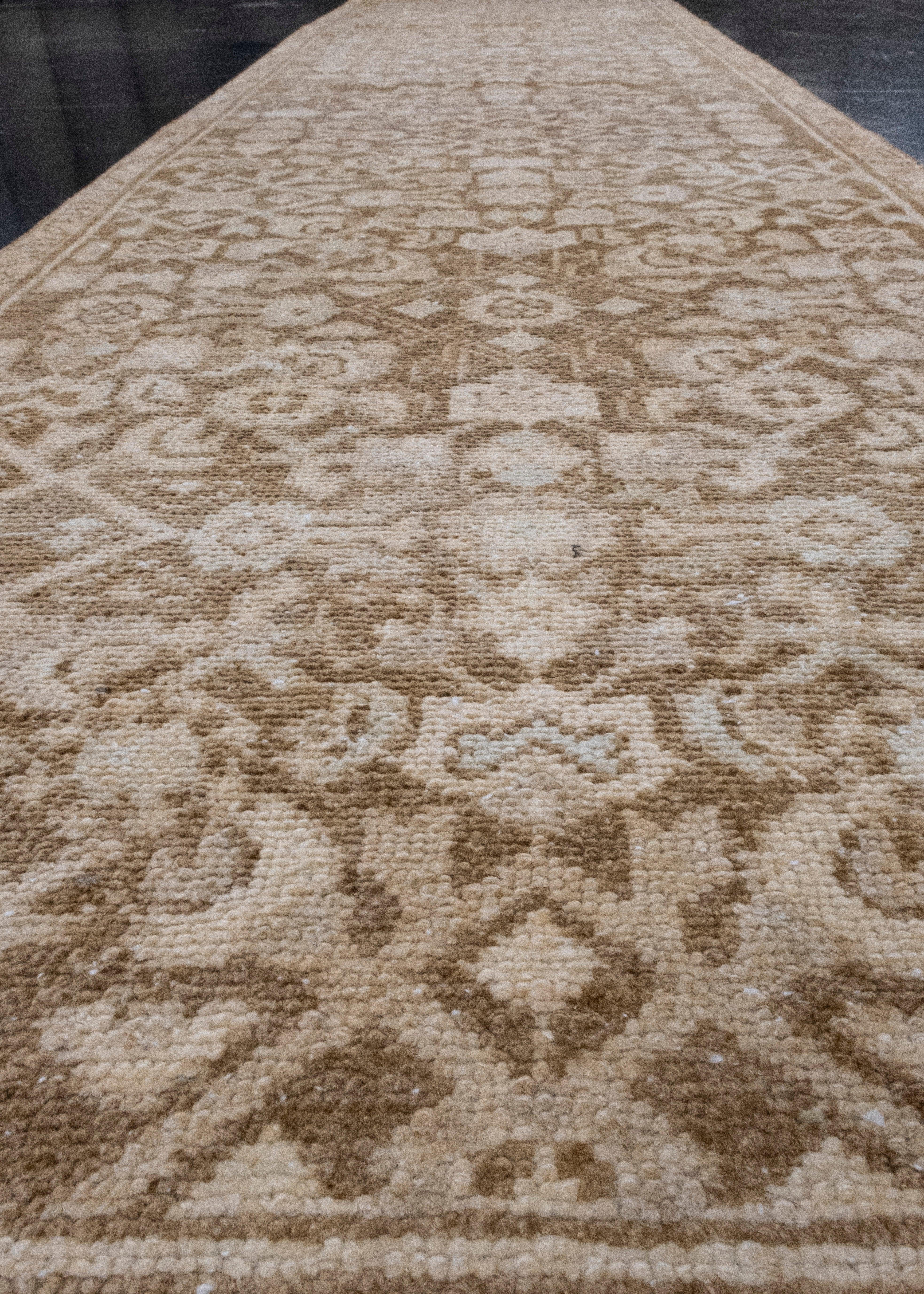Laine Tapis de couloir turc vintage d'Anatolie 2'4