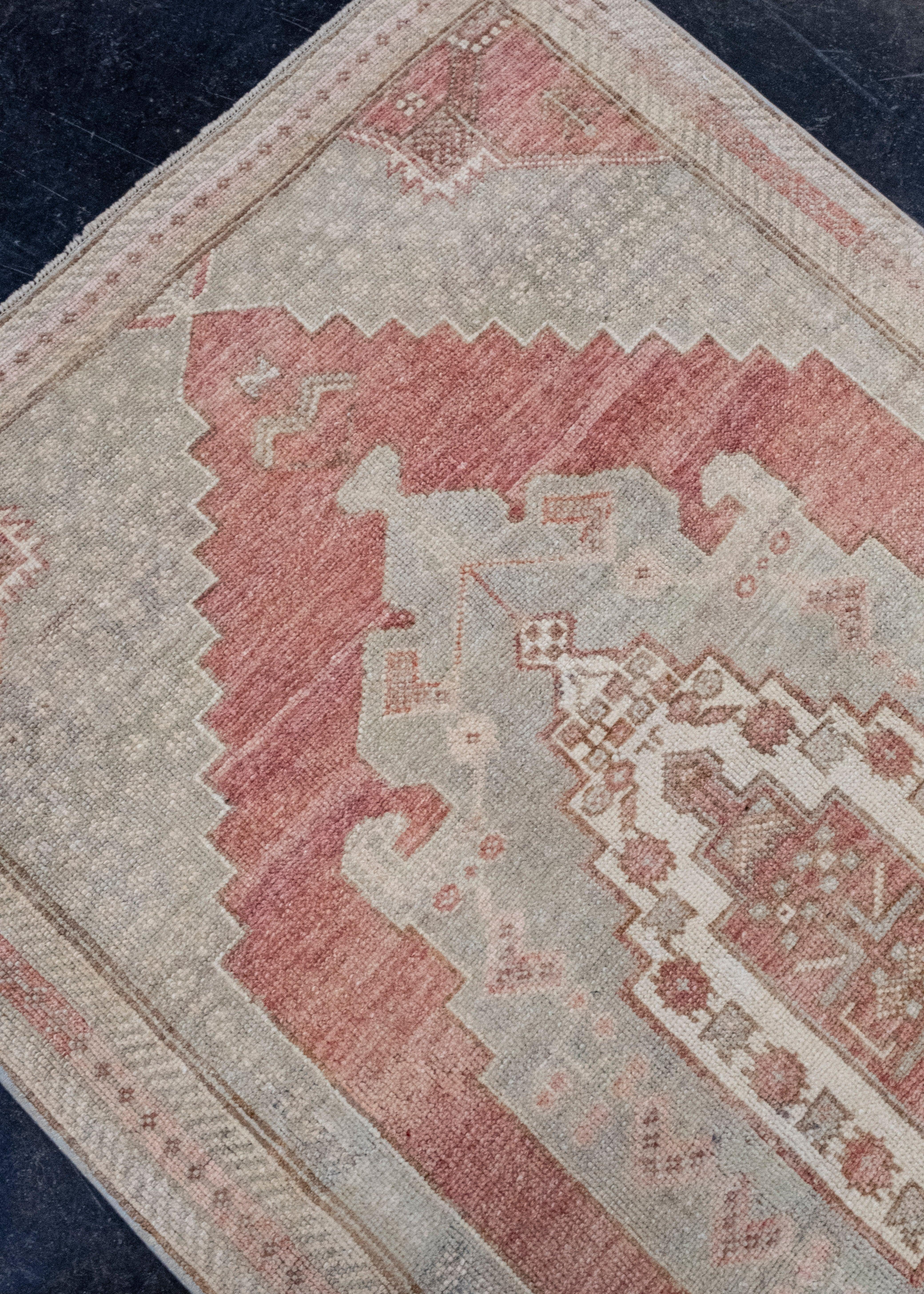 Tapis de couloir turc vintage d'Anatolie 3'3