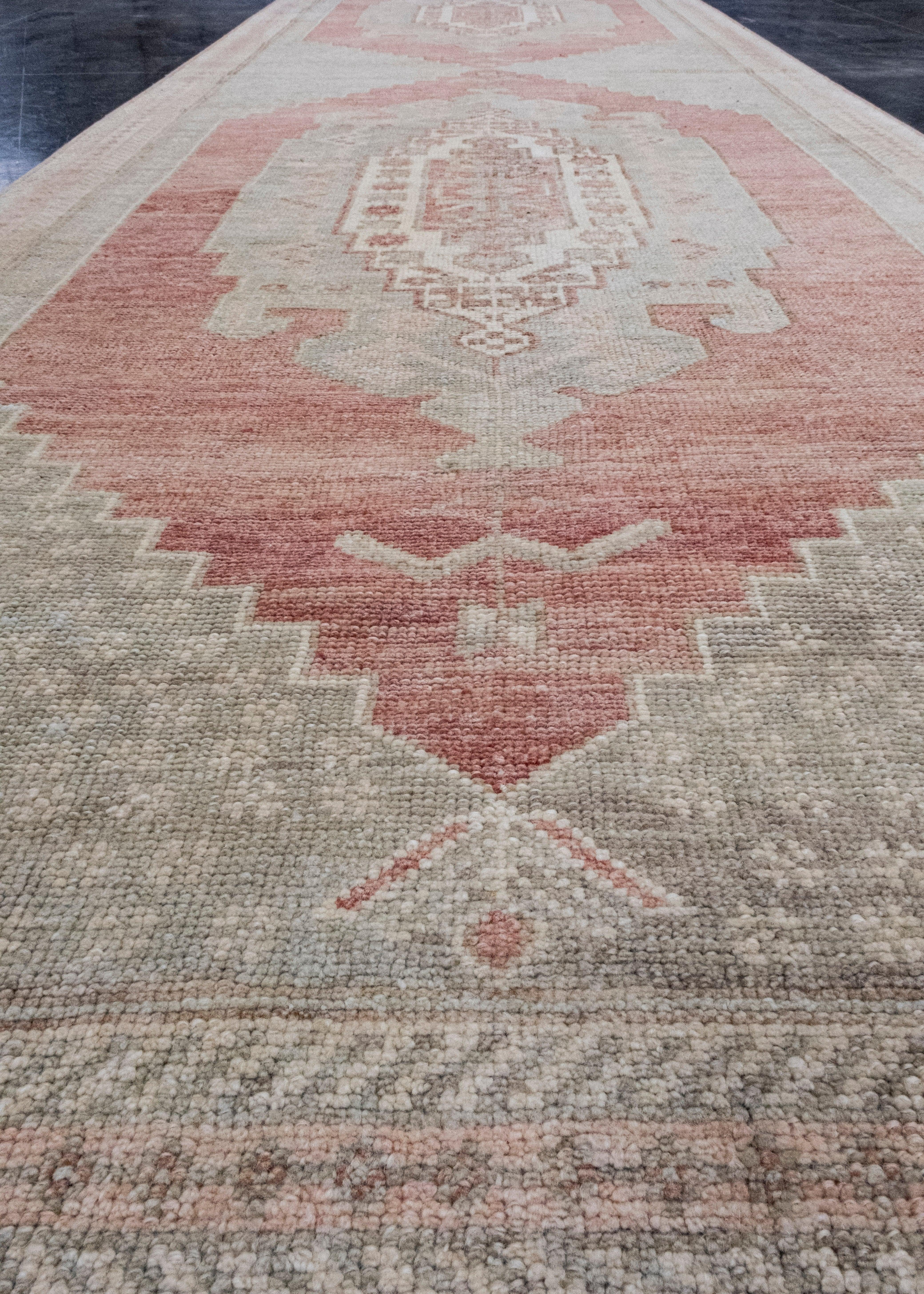 Laine Tapis de couloir turc vintage d'Anatolie 3'3