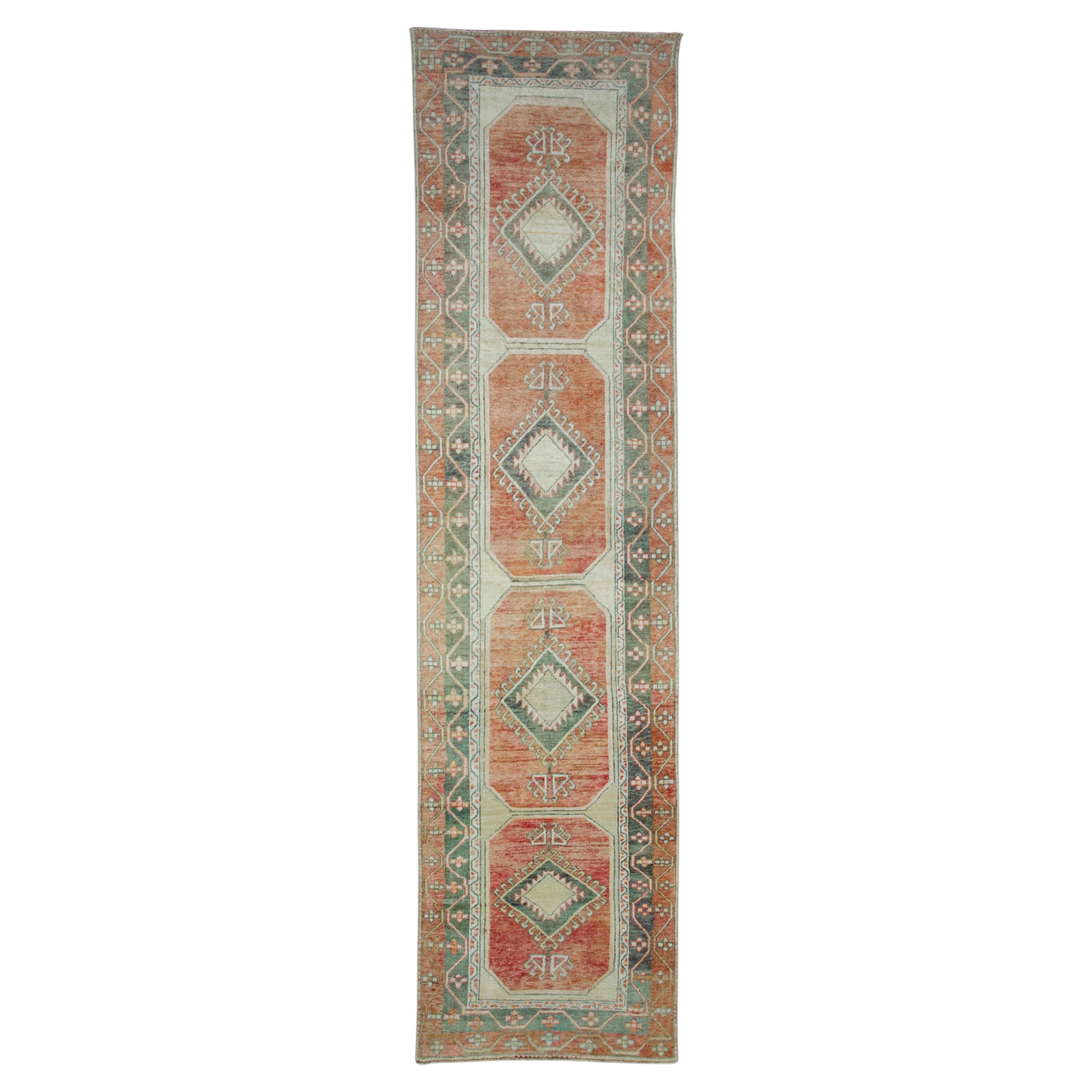 Turkish Vintage Anatolian Runner Rug 3'3" x 12'10" #17461