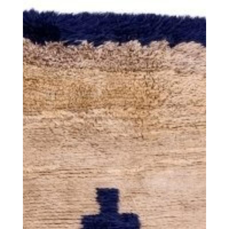 Tapis turc vintage écru et bleu Excellent état - En vente à London, GB