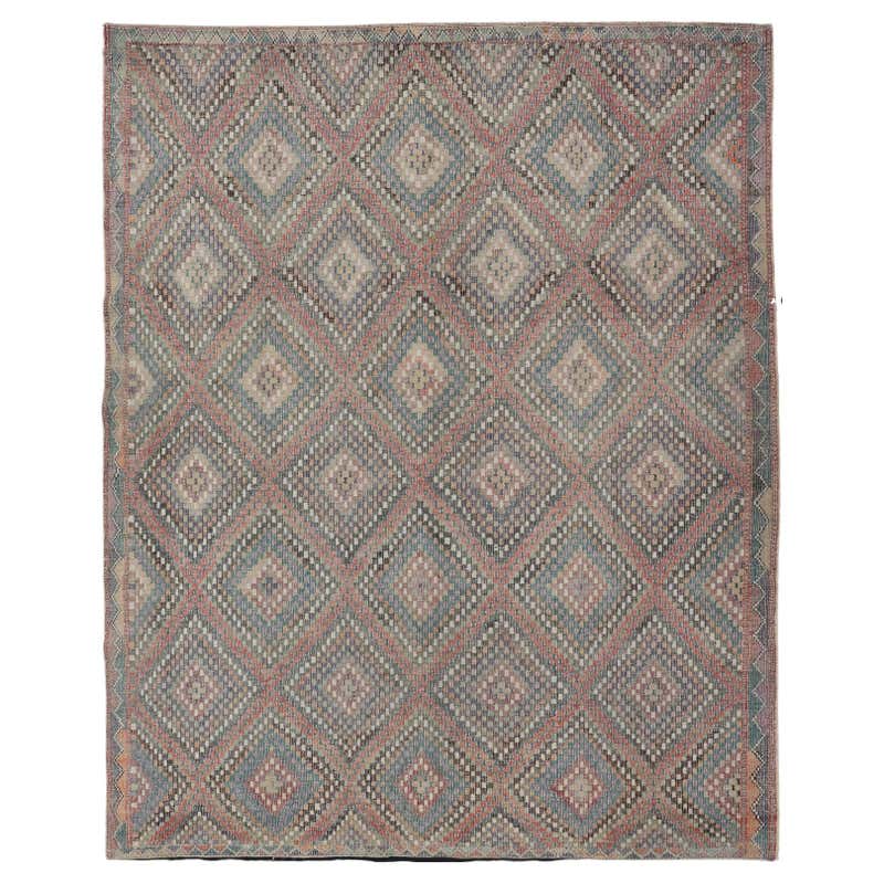Turkish Rugs Large Large antique Turkish Kars Kilim with Multi Layered Diamond in ...