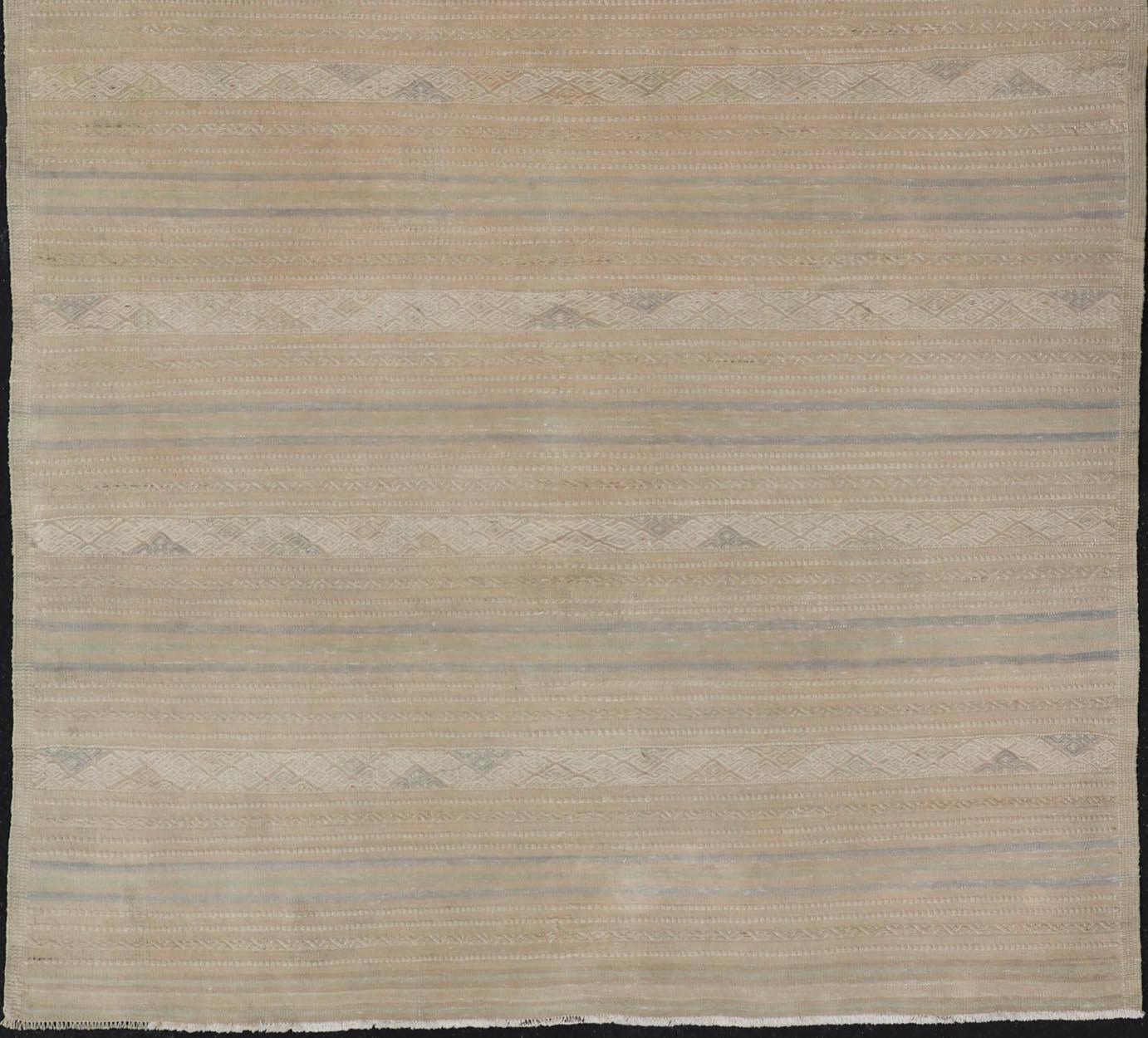 20th Century Turkish Vintage Gallery  Kilim Rug with in Tan, Taupe, Brown, and Earth Tones For Sale