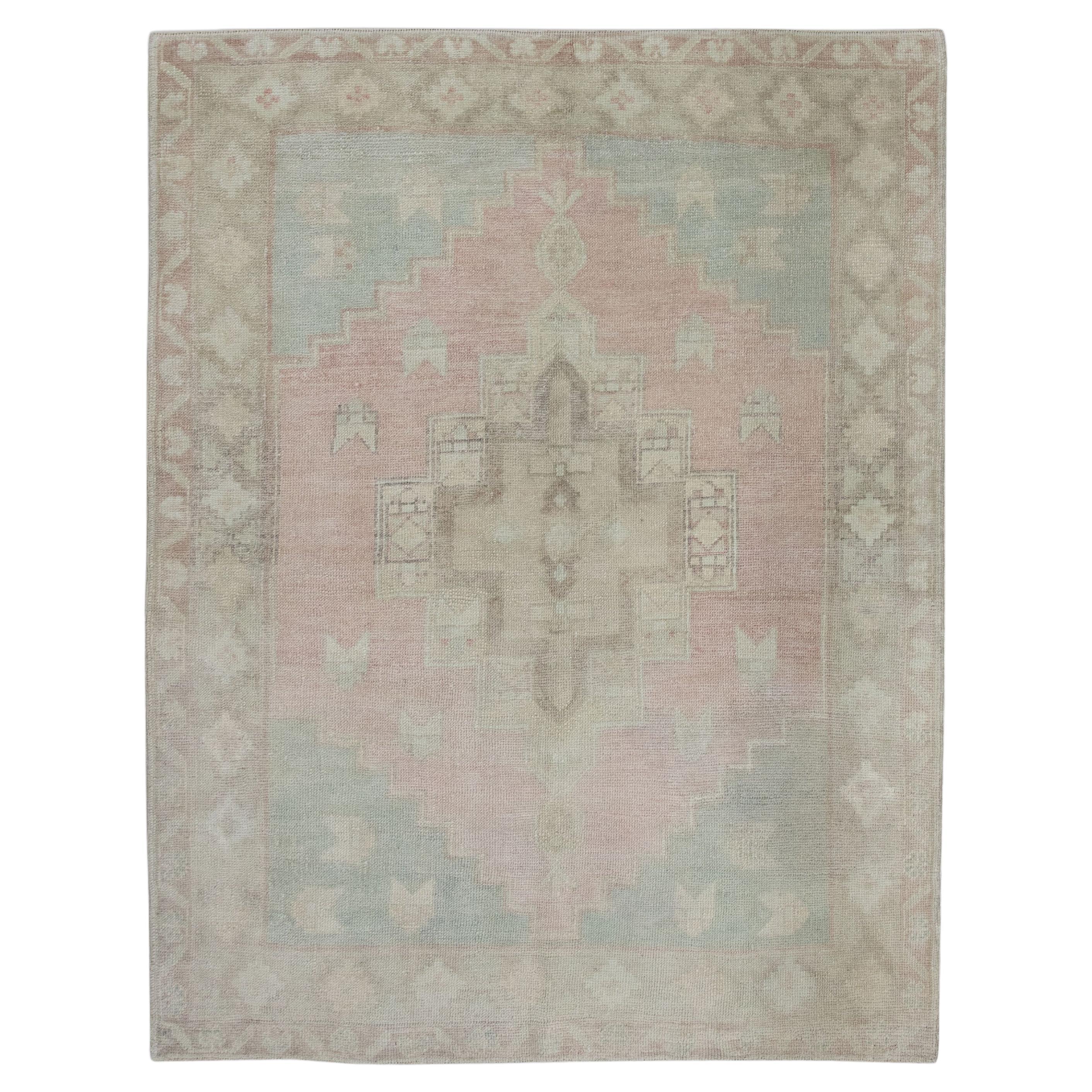 Alfombra oriental turca vintage hecha a mano 4'5" x 5'8" #11104