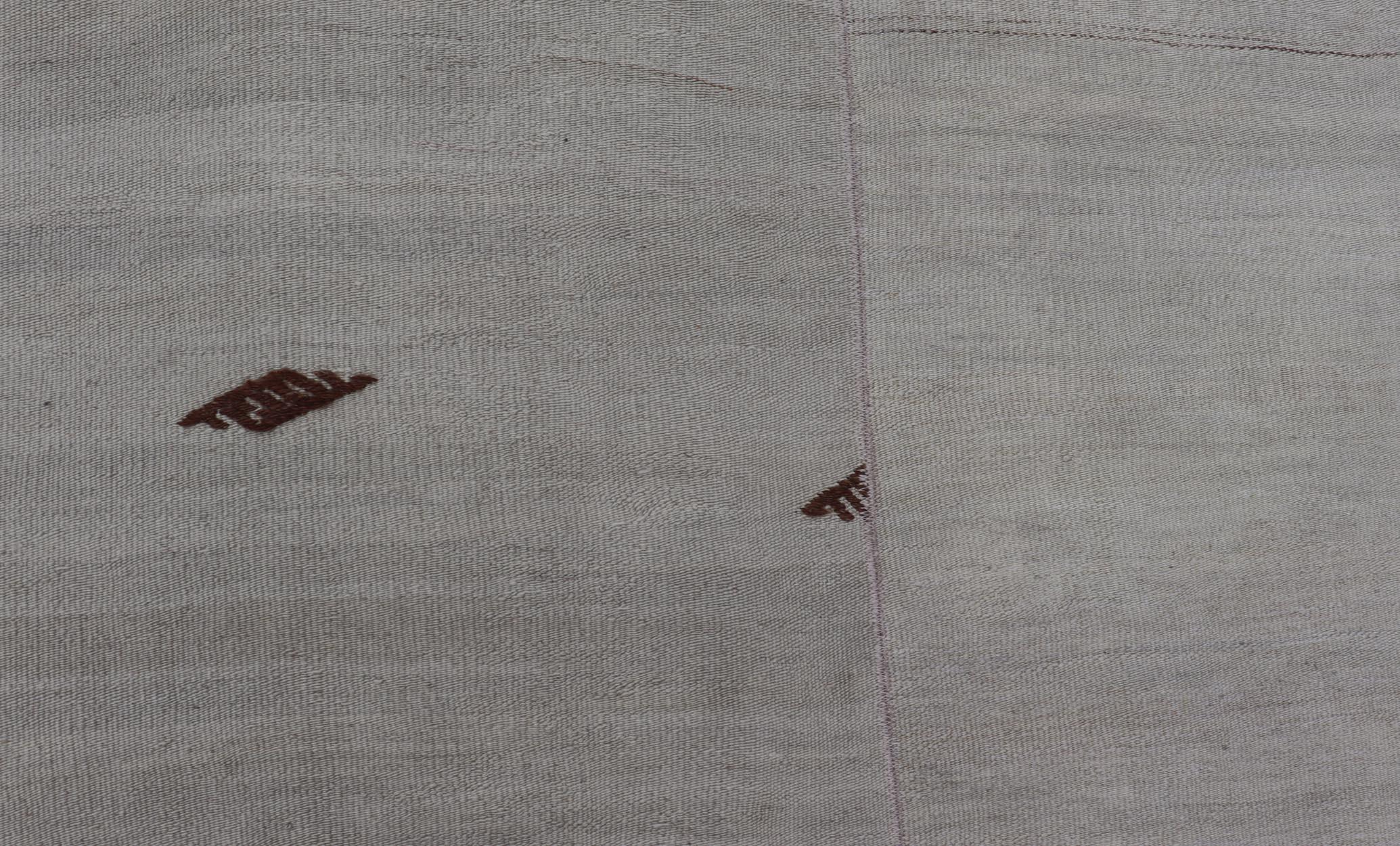Turkish Vintage Kilim in Wool with Sub-Geometric Striped Panel Design. Vintage Kilim Rug with All-Over Sub-Geometric Panel Design. Keivan Woven Arts; rug EN-13914, country of origin / type: Turkey / Kilim, circa 1950.
Measures: 10'8 x 11'5 
This