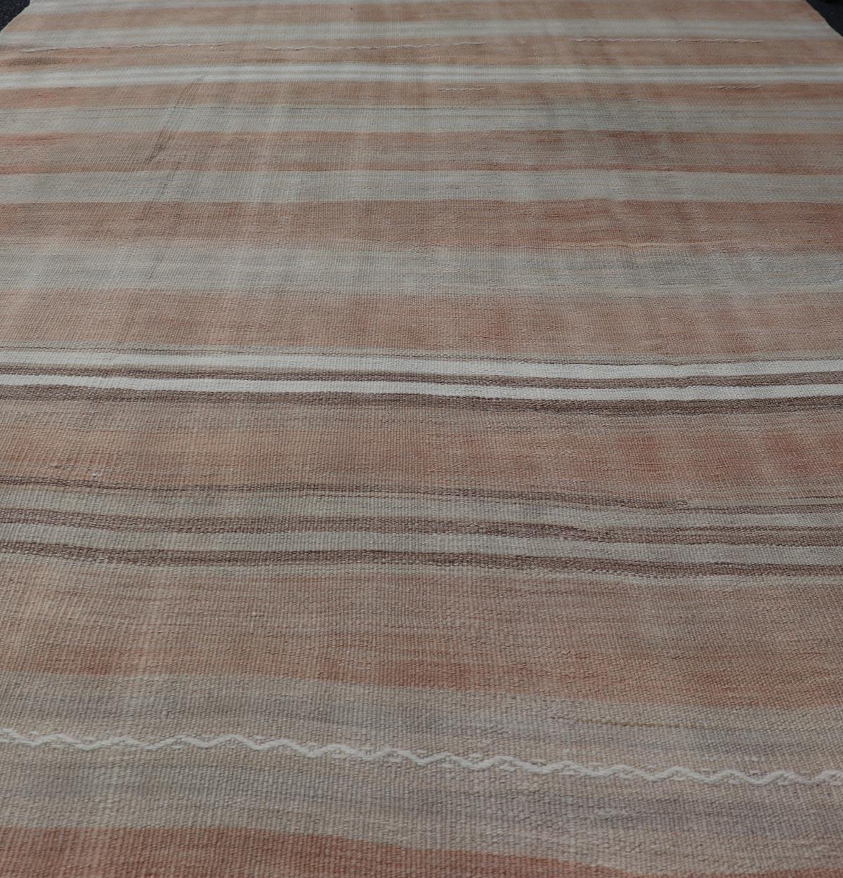 Alfombra Kilim Vintage Turca en Cálidos Tonos Tierra de Marrón y Gris 4'7 x 6'5 Turco en venta