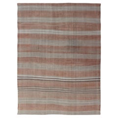 Turkish Vintage Kilim Rug in Warm Earth Tones Of Brown and Gray 4'7 x 6'5