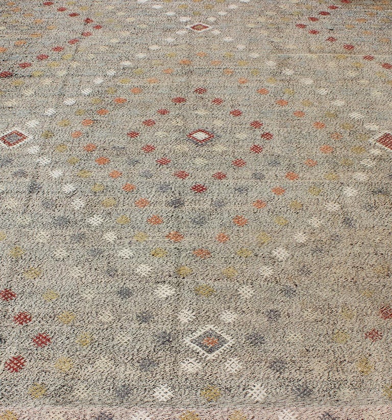Turkish Vintage Kilim Rug with All-Over Tribal Diamond Pattern For Sale ...