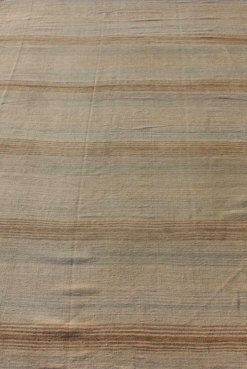 20th Century Turkish Vintage Kilim Rug with in Tan, Taupe, Brown, Gray Blue, and Earth Tones For Sale