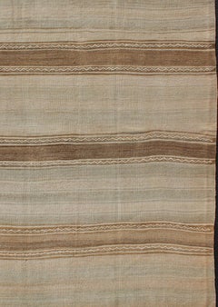 Turkish Vintage Kilim Rug with in Taupe, Brown, Faint Gray Blue, and Earth Tones