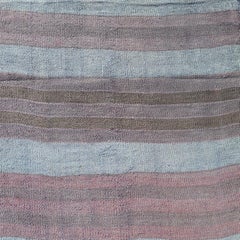 Turkish Vintage Kilim Runner in Gray and Brown Stripes 2'8 x 12'3