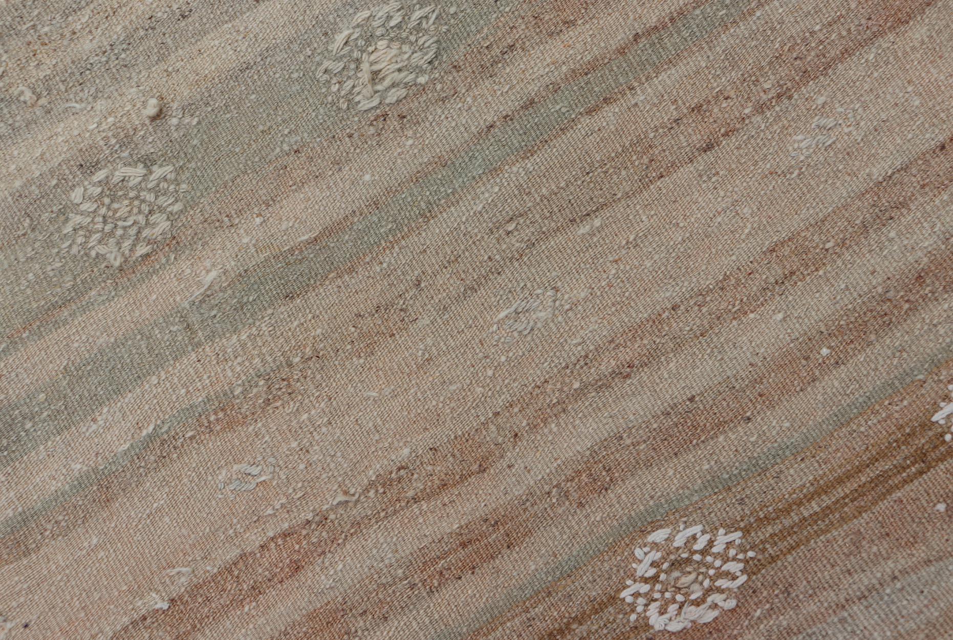 Turkish Vintage Kilim Stripe Runner in Earth Tones 2'5