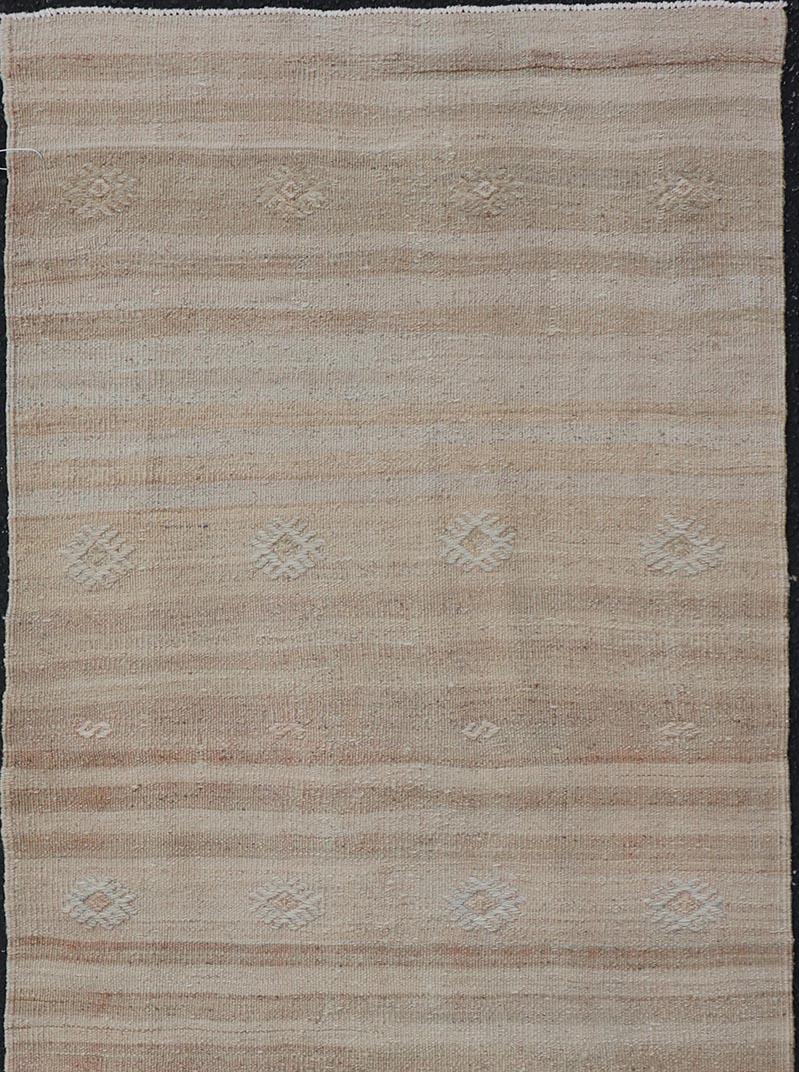Turkish Vintage Kilim Stripe Runner in Earth Tones 2'5
