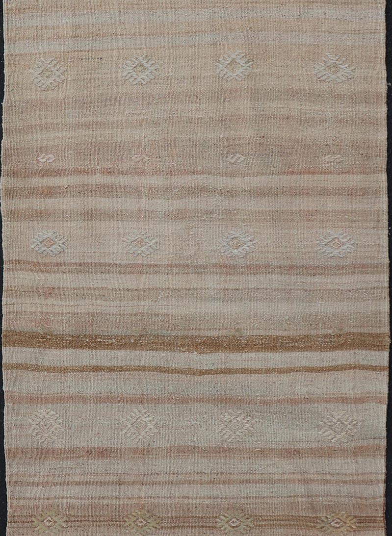 Turkish Vintage Kilim Stripe Runner in Earth Tones 2'5