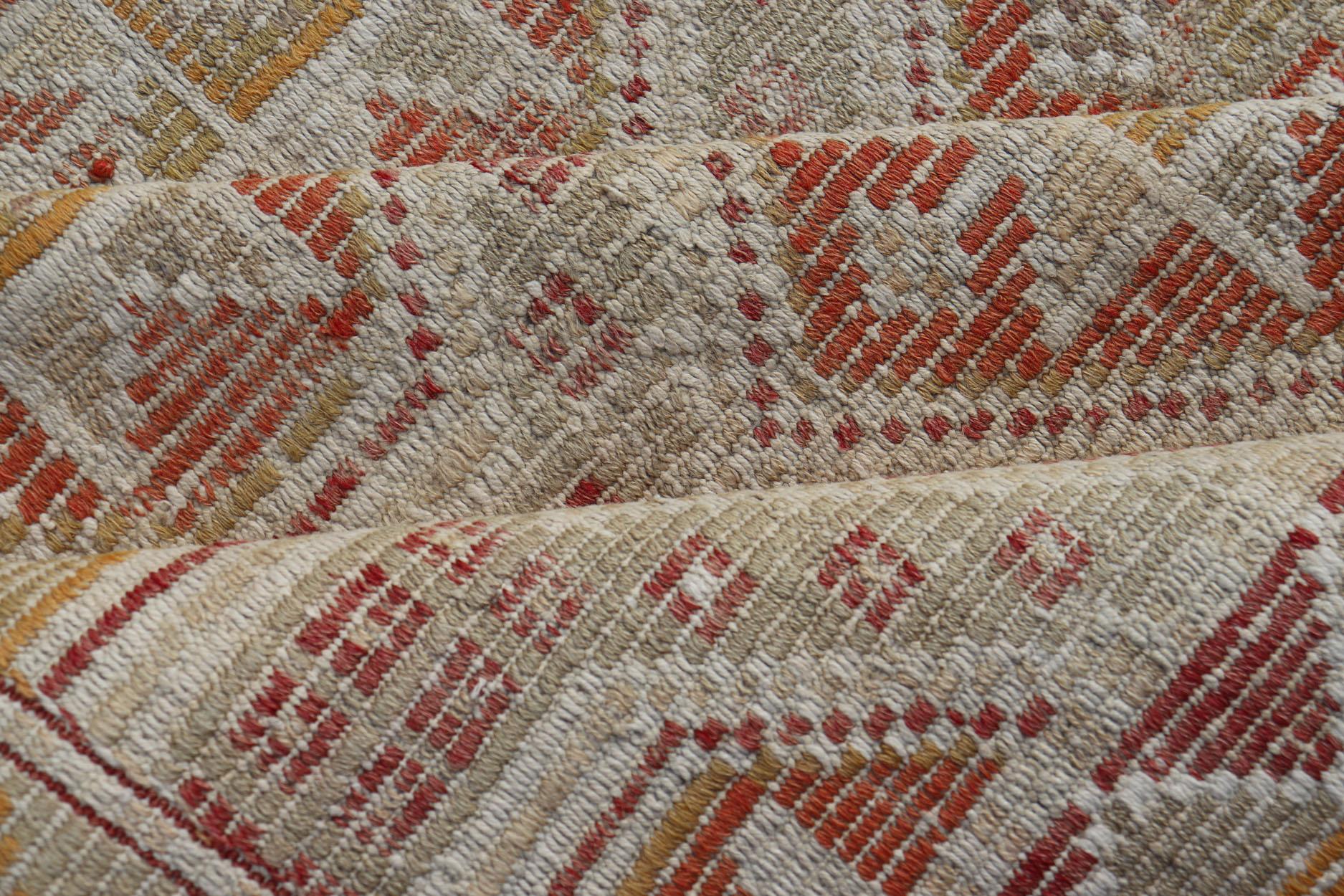 Turkish Vintage Kilim with All-Over Diamond Design With Orange & Yellow For Sale 2