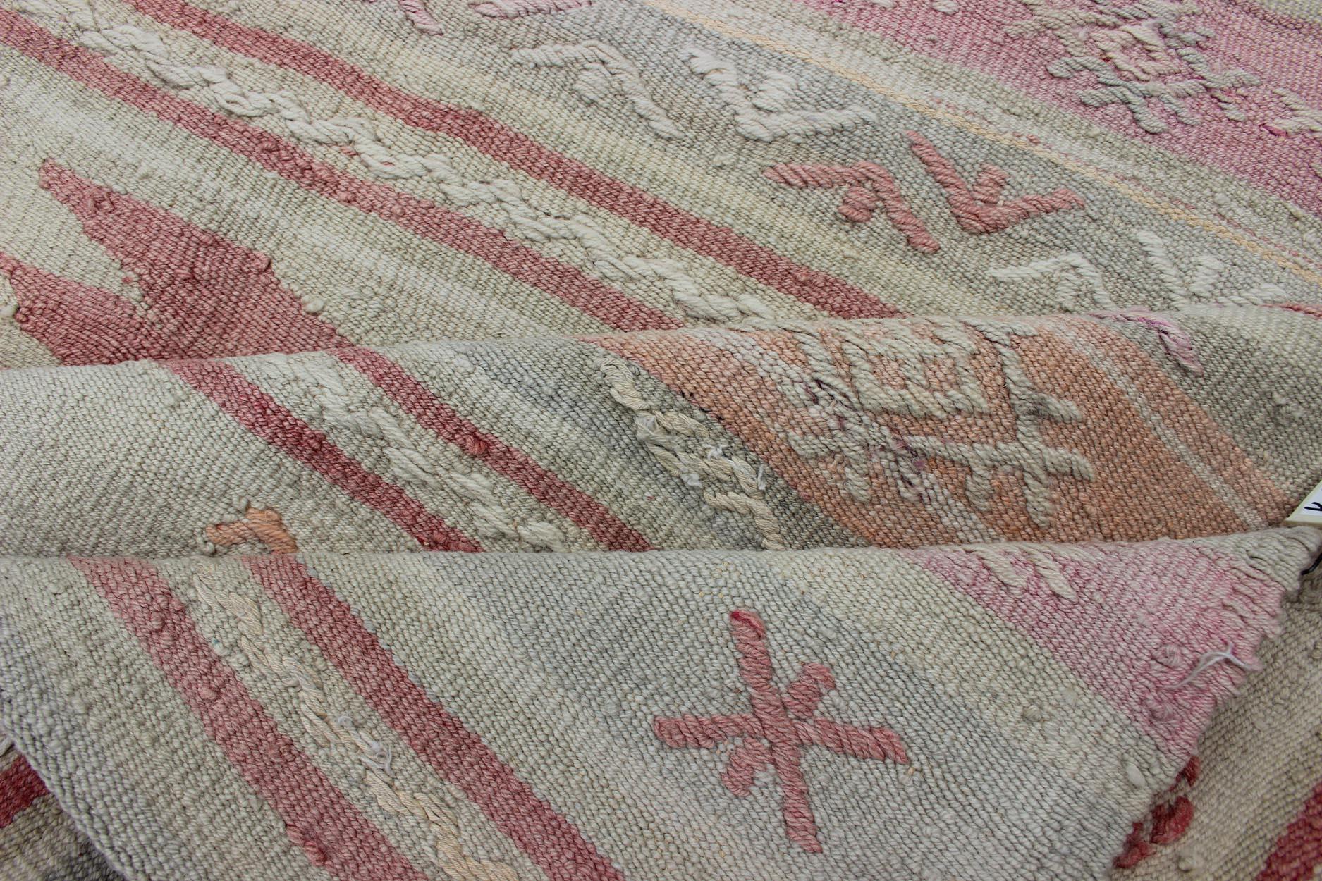 Mid-20th Century Turkish Vintage Kilim with Assorted Stripe Design in a Variety of Soft Colors For Sale