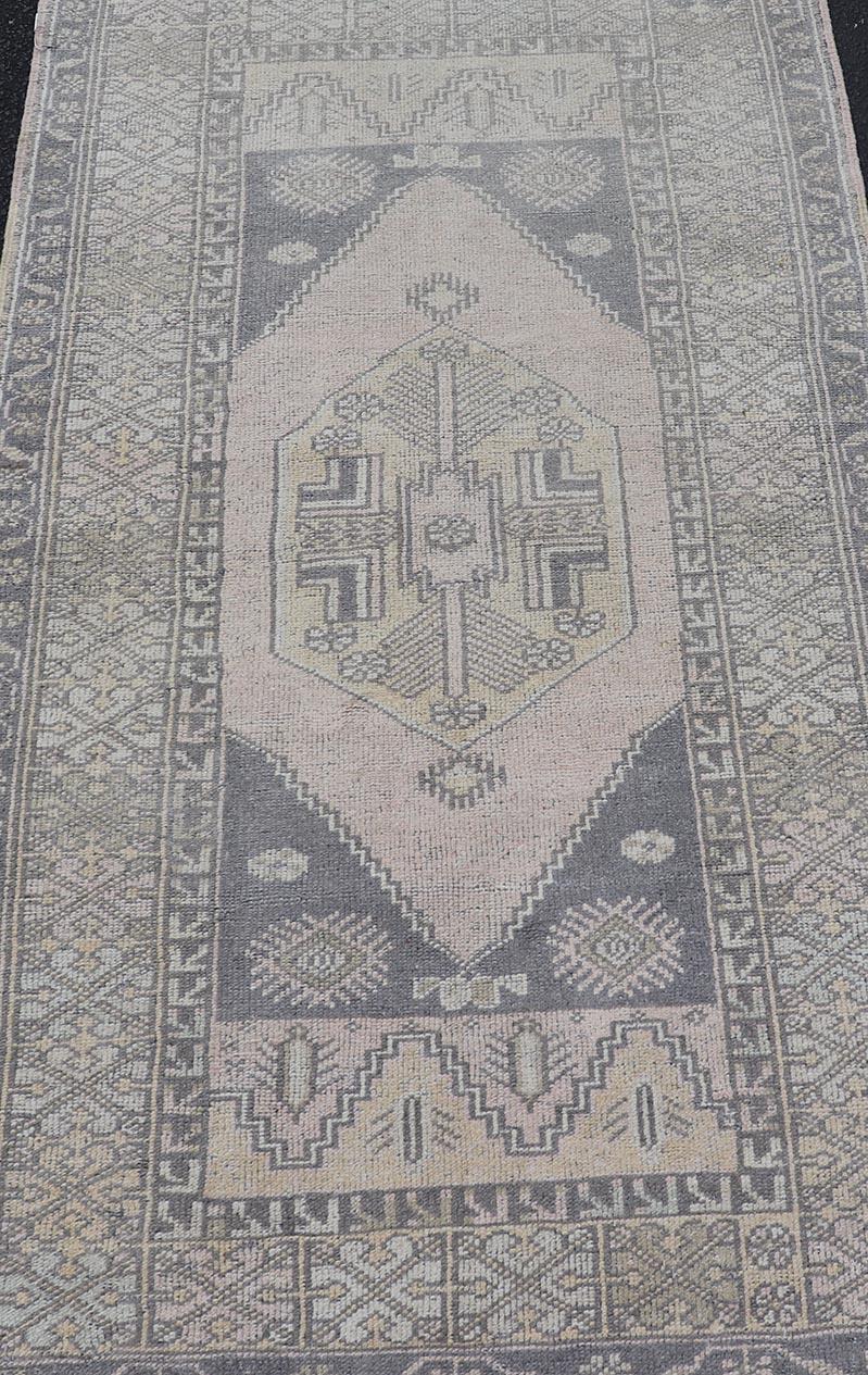 Turkish Vintage Oushak Rug in Muted Taupe, Gray, Cream, and Blush In Good Condition For Sale In Atlanta, GA