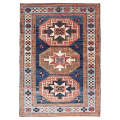 Türkischer Oushak-Teppich im Vintage-Stil mit Medaillon in geometrischen Mustern, 4'6 x 6'10