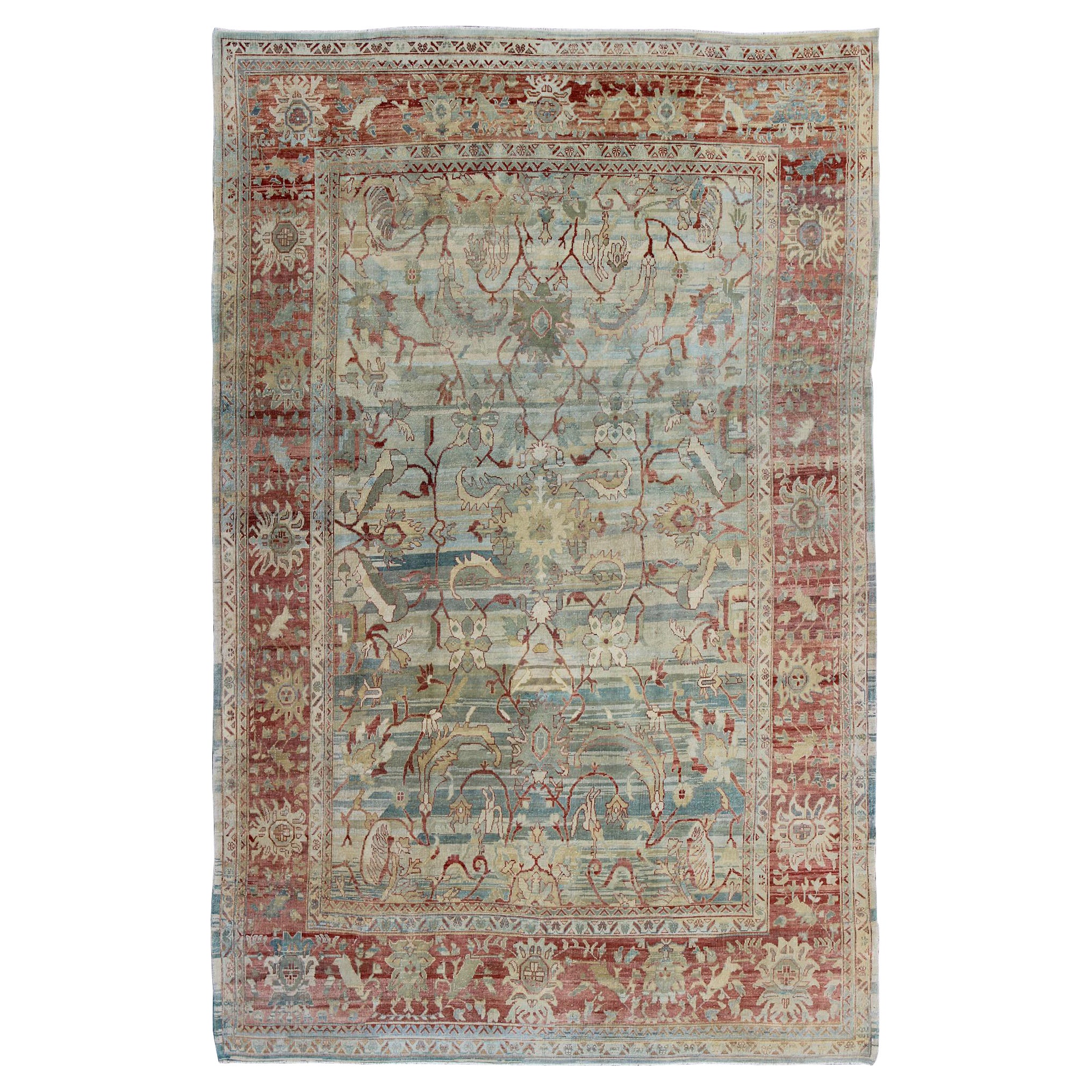 Türkischer Oushak-Teppich im Vintage-Stil mit vielseitigem Design und mehrfarbigem Hintergrund im Angebot