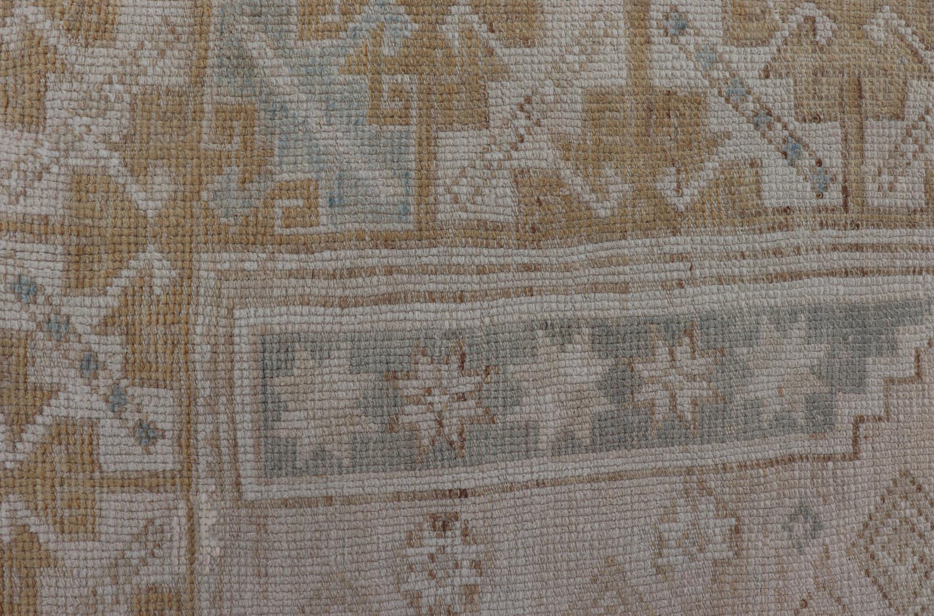 Turc Tapis turc vintage Oushak aux couleurs terreuses douces 3'10 x 5'6