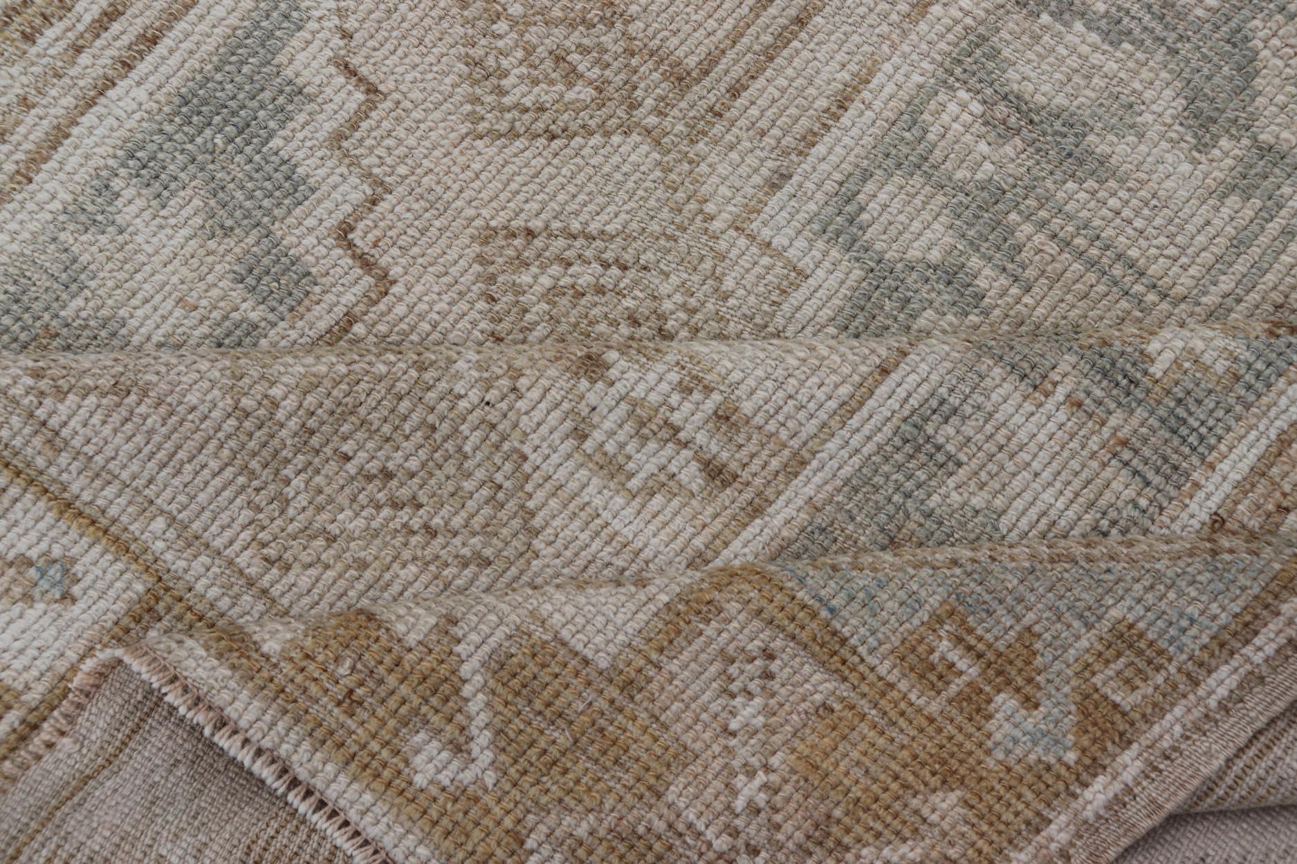 Tapis turc vintage Oushak aux couleurs terreuses douces 3'10 x 5'6 1