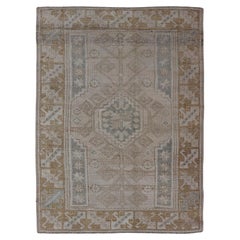 Tapis turc vintage Oushak aux couleurs terreuses douces 3'10 x 5'6